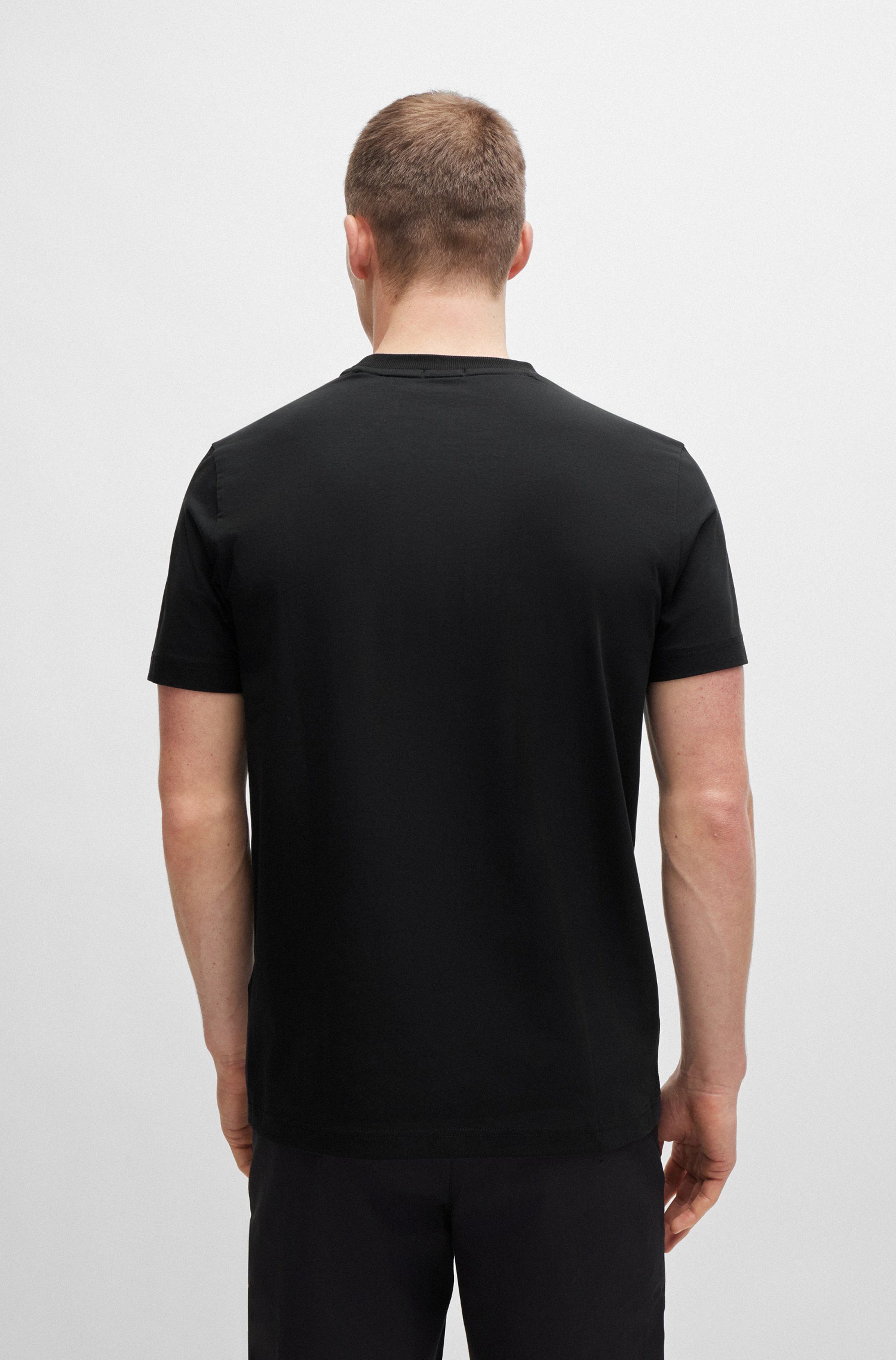 BOSS GREEN Shirt met ronde hals Thee met gegomd contrast-logo