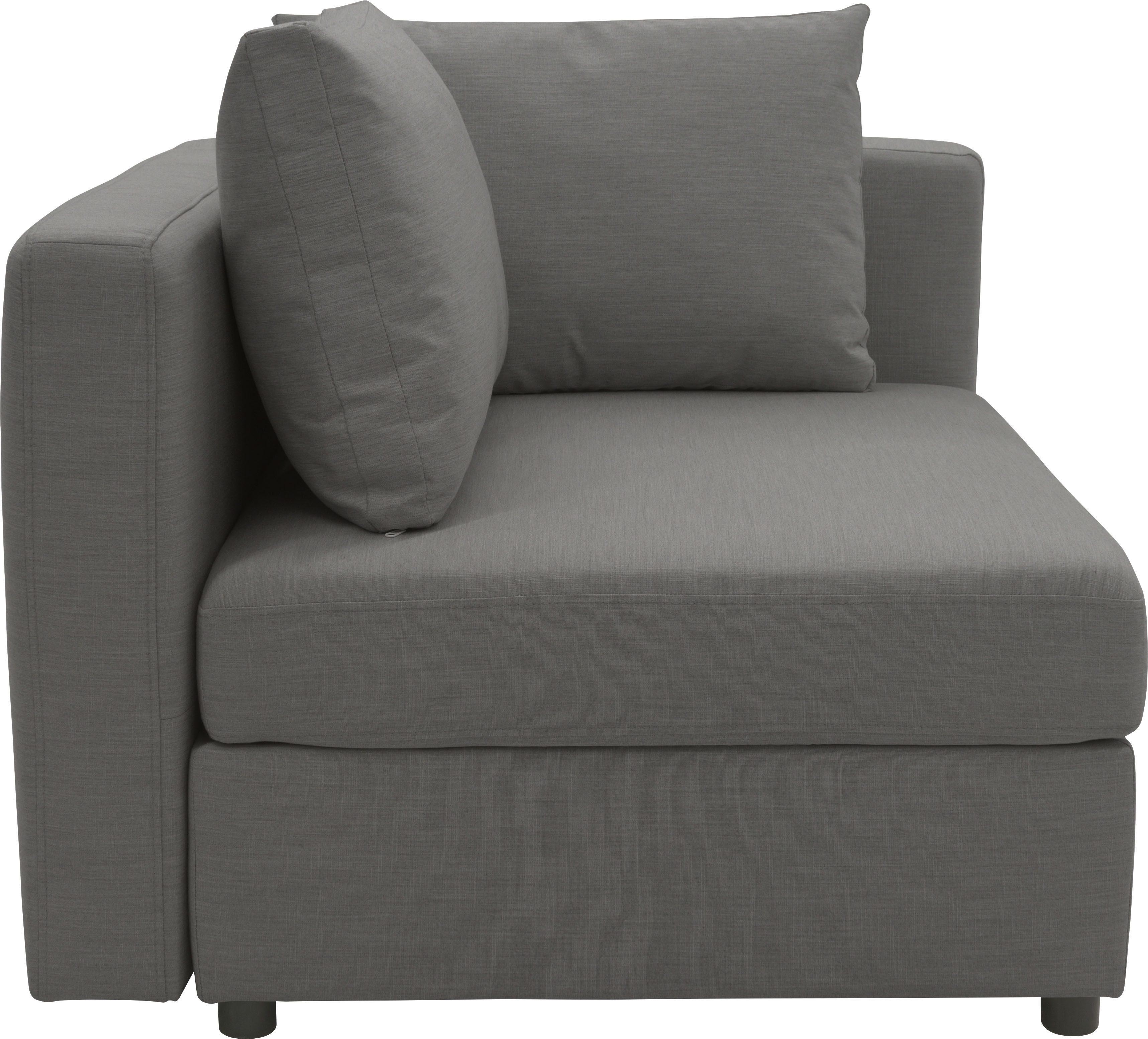 DOMO collection Bank-hoekelement Solskin, individueel uitbreidbaar/combineerbaar met losse kussens. rug- en zijpanelen als steeksysteem.