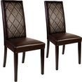 home affaire stoel matrix frame van massief hout in naturel of donker, met diamant stiksels achter, imitatieleer of stof (set, 2 stuks) bruin