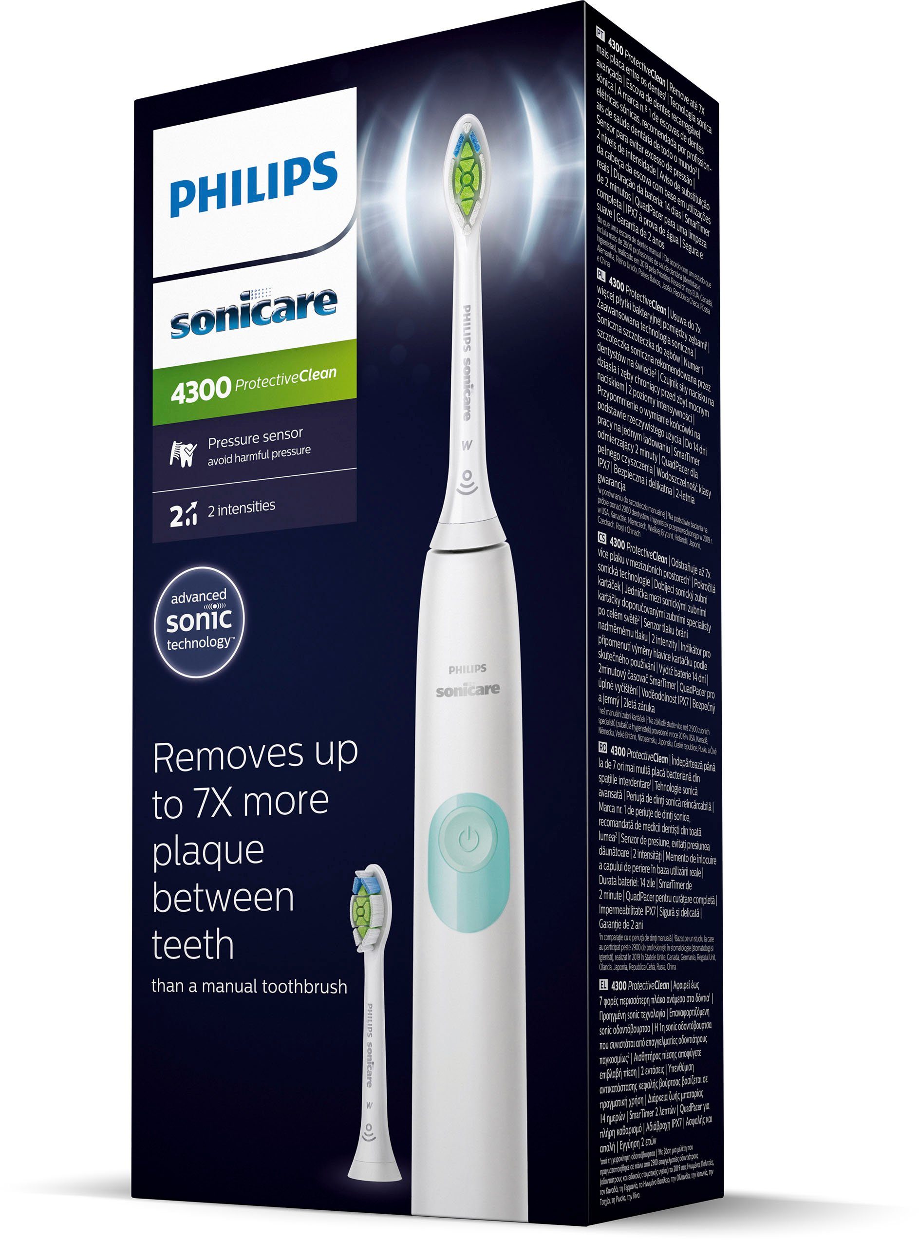 Philips Sonicare Elektrische tandenborstel HX6807/51 ProtectiveClean 4300 met sonartechnologie, inclusief clean poetsprogramma