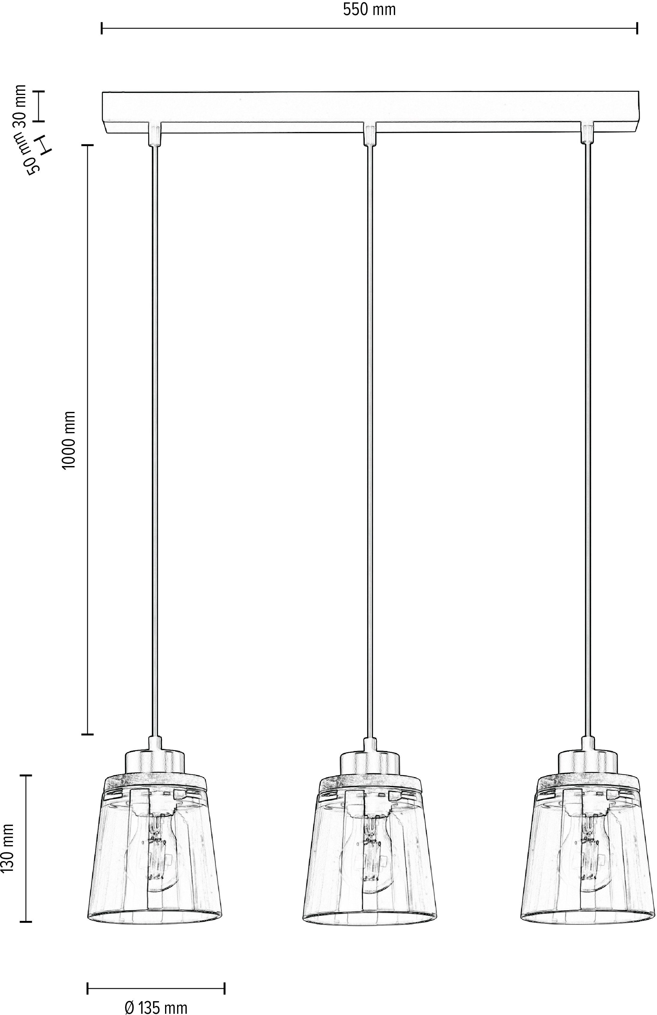Home affaire Hanglamp Warnemünde, gemaakt in Europa Scherm van rookglas, met decor van eikenhout, met FSC®-certificaat