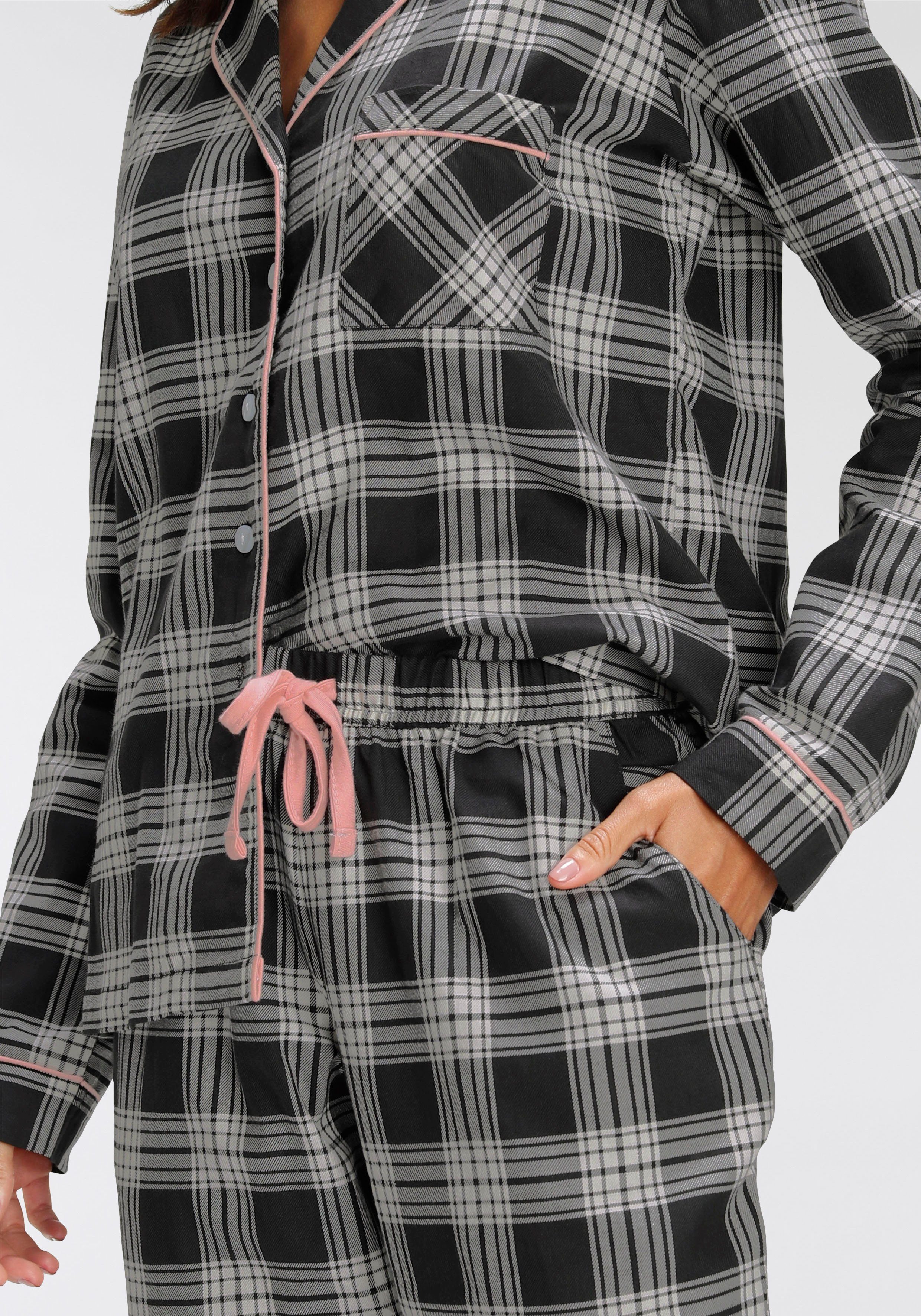 H.I.S Pyjama van flanel met alover ruitpatroon (set, 2-delig)