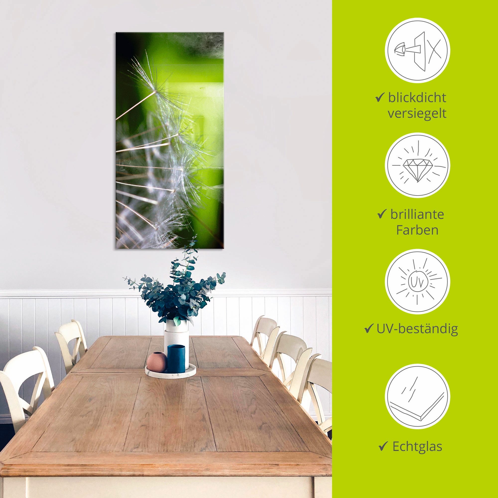 Artland Print op glas Paardebloem zaden in verschillende maten