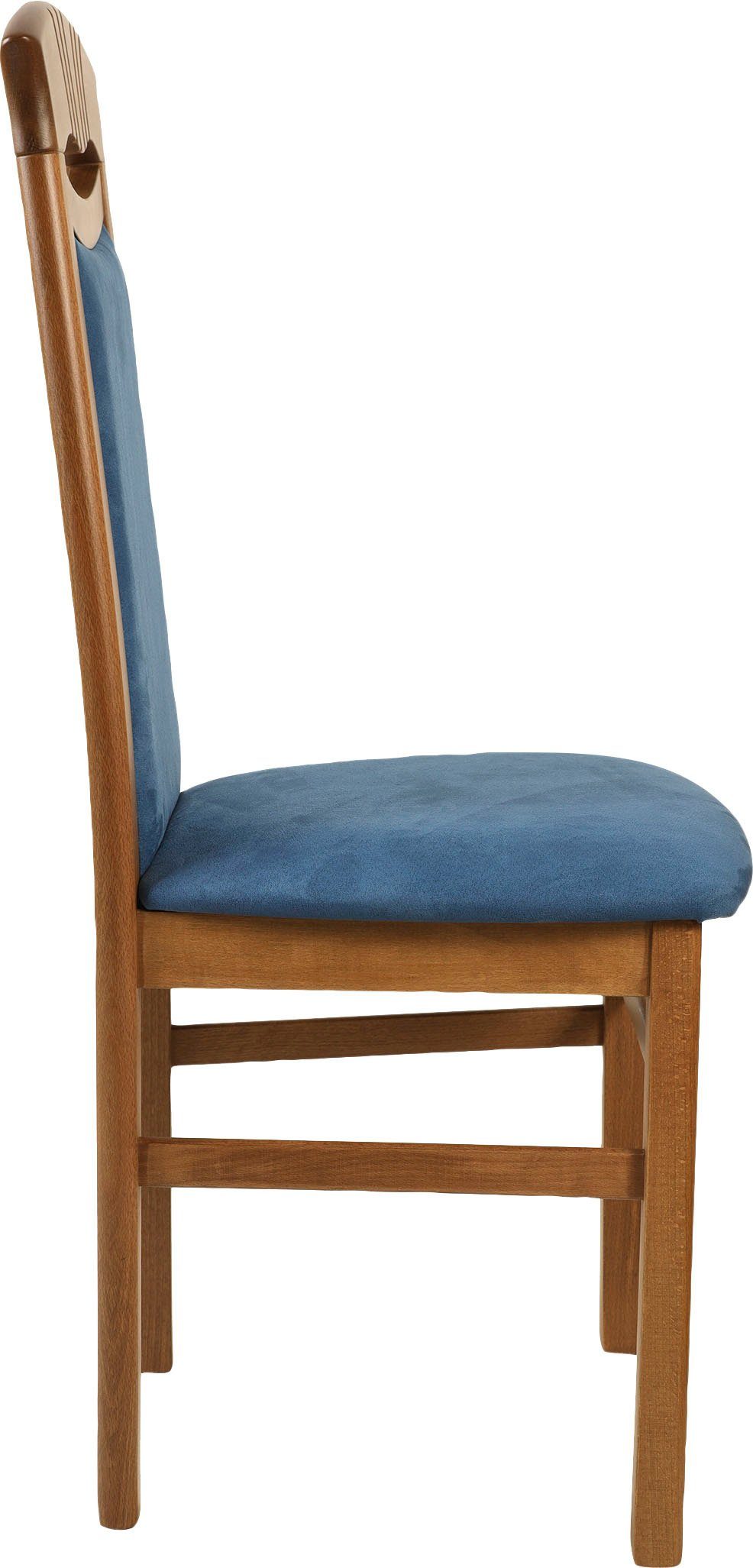 Home affaire Eetkamerstoel Franz slijtvast microvezel, onderstel beuken naturel of wit, houten stoel (set, 2 stuks)