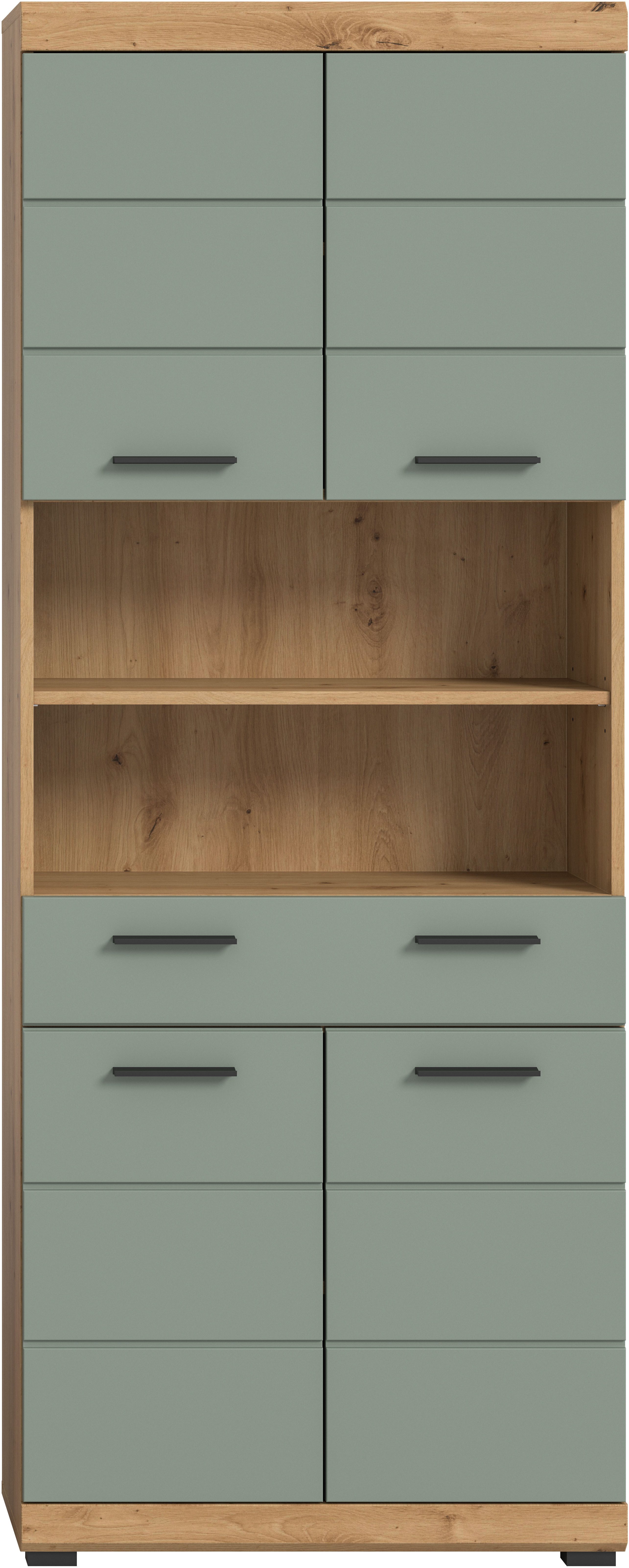 INOSIGN Hoge kast Siena, breedte 74 cm, 4 deuren, 1 lade, 2 open vakken, MDF-front in verschillende kleuren verkrijgbaar, badkamermeubels, badkamerkast, kast, badkamer