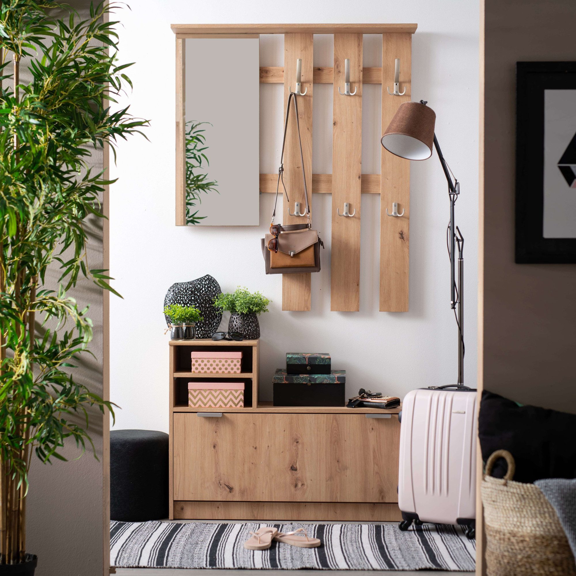 INOSIGN Halmeubelset Ravenna halgarderobe, dielenkast, compacte garderobe, breedte 100 cm (complete set, 2-delig)