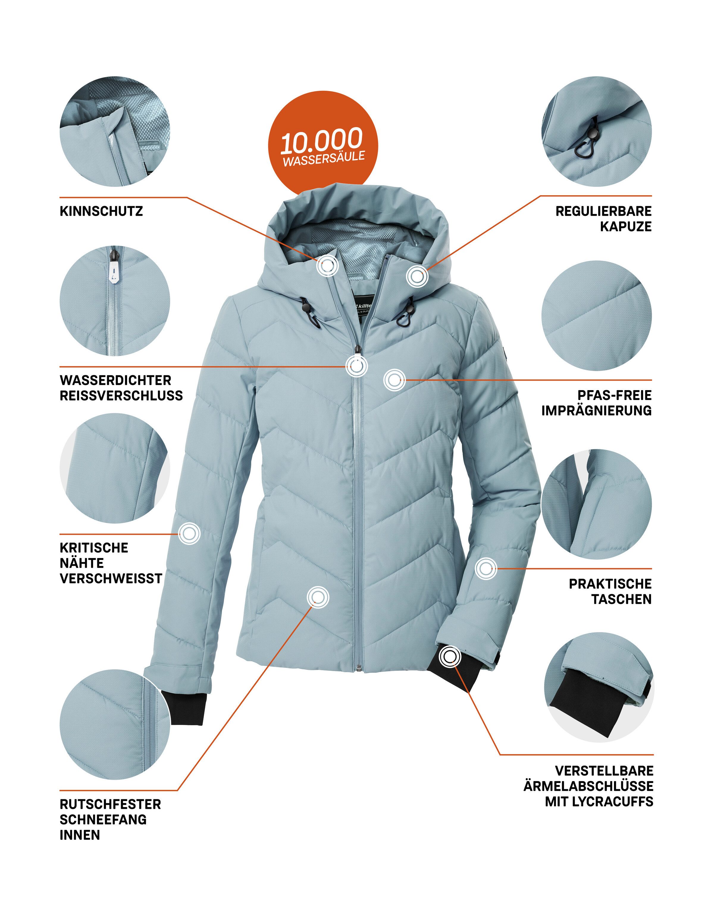 Killtec Ski-jack KSW 31 WMN SKI QLTD JCKT Winddichte, waterafstotende ski jas met donslook en sneeuwvanger