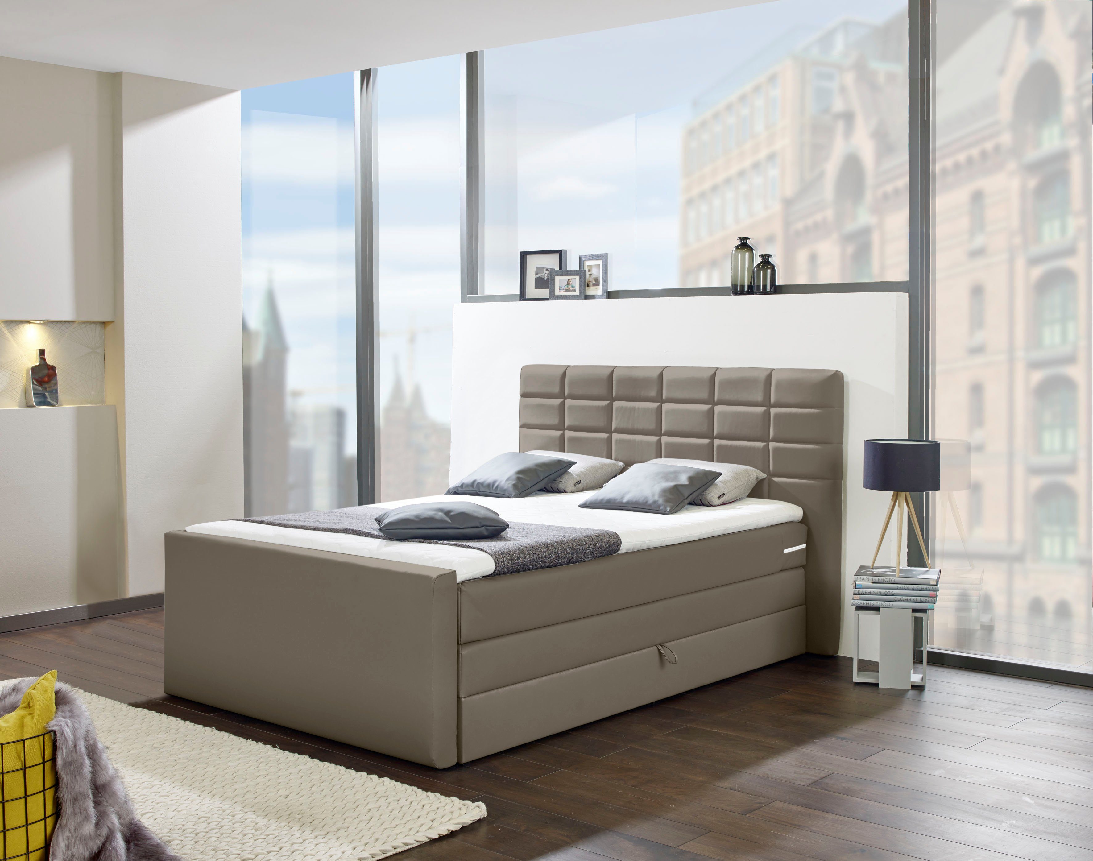 INOSIGN Boxspring Lethbridge incl. bedbox en matrastopper, twee matrastypes in h2