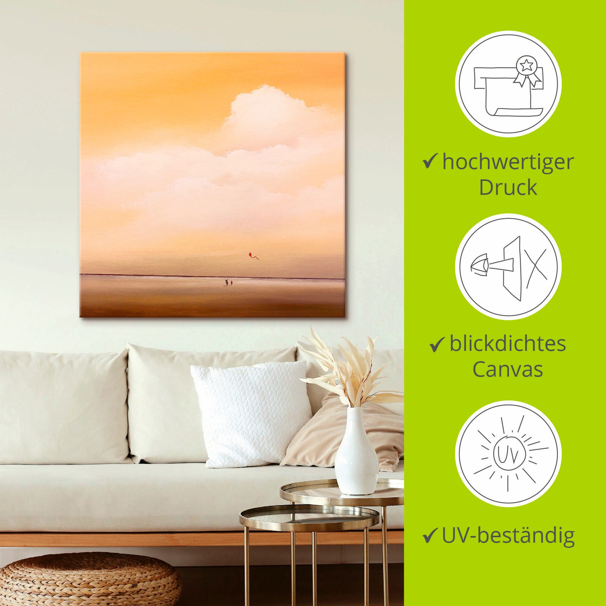 Artland Artprint op linnen Hoge vlucht gespannen op een spieraam