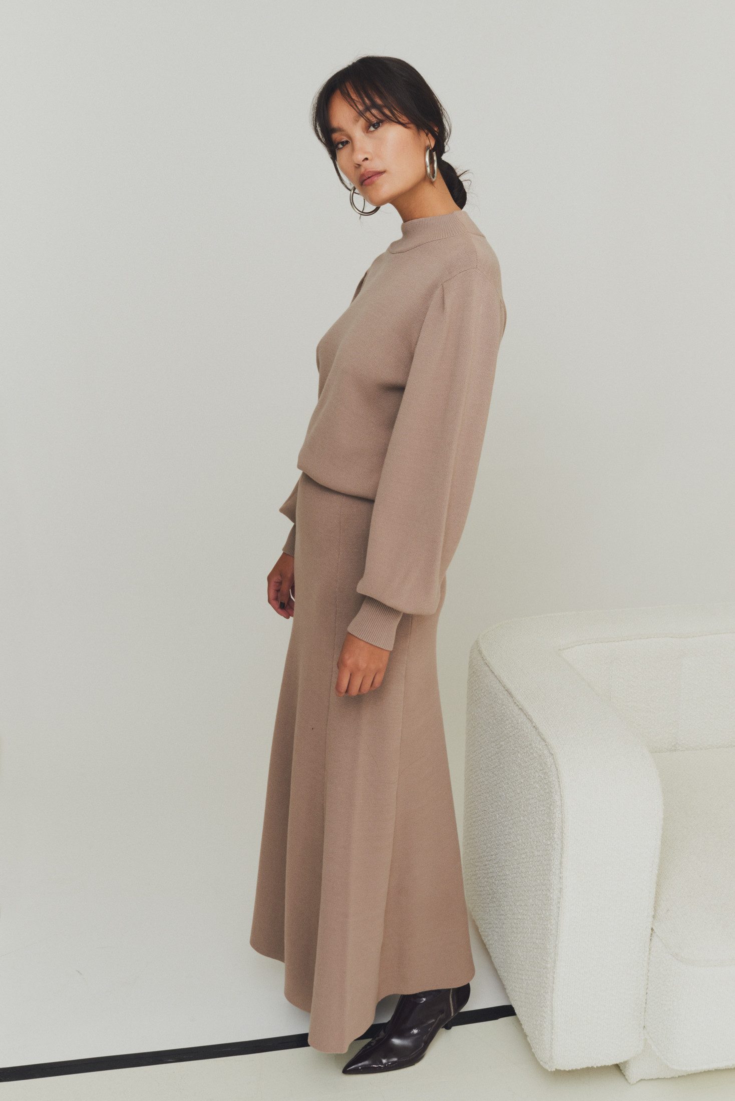Y.A.S Gebreide rok YASFONNY HW ANKLE KNIT SKIRT S. NOOS