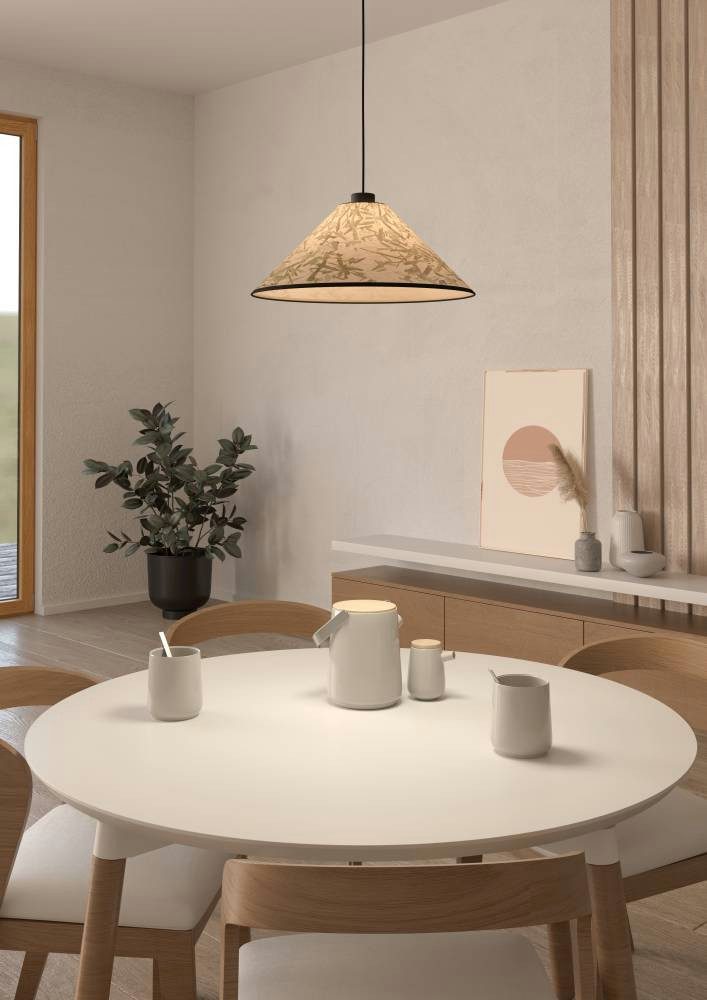 EGLO Hanglamp OXPARK Hanglamp, eetkamerlamp, textiel, bamboe bladeren, hanglamp (1 stuk)