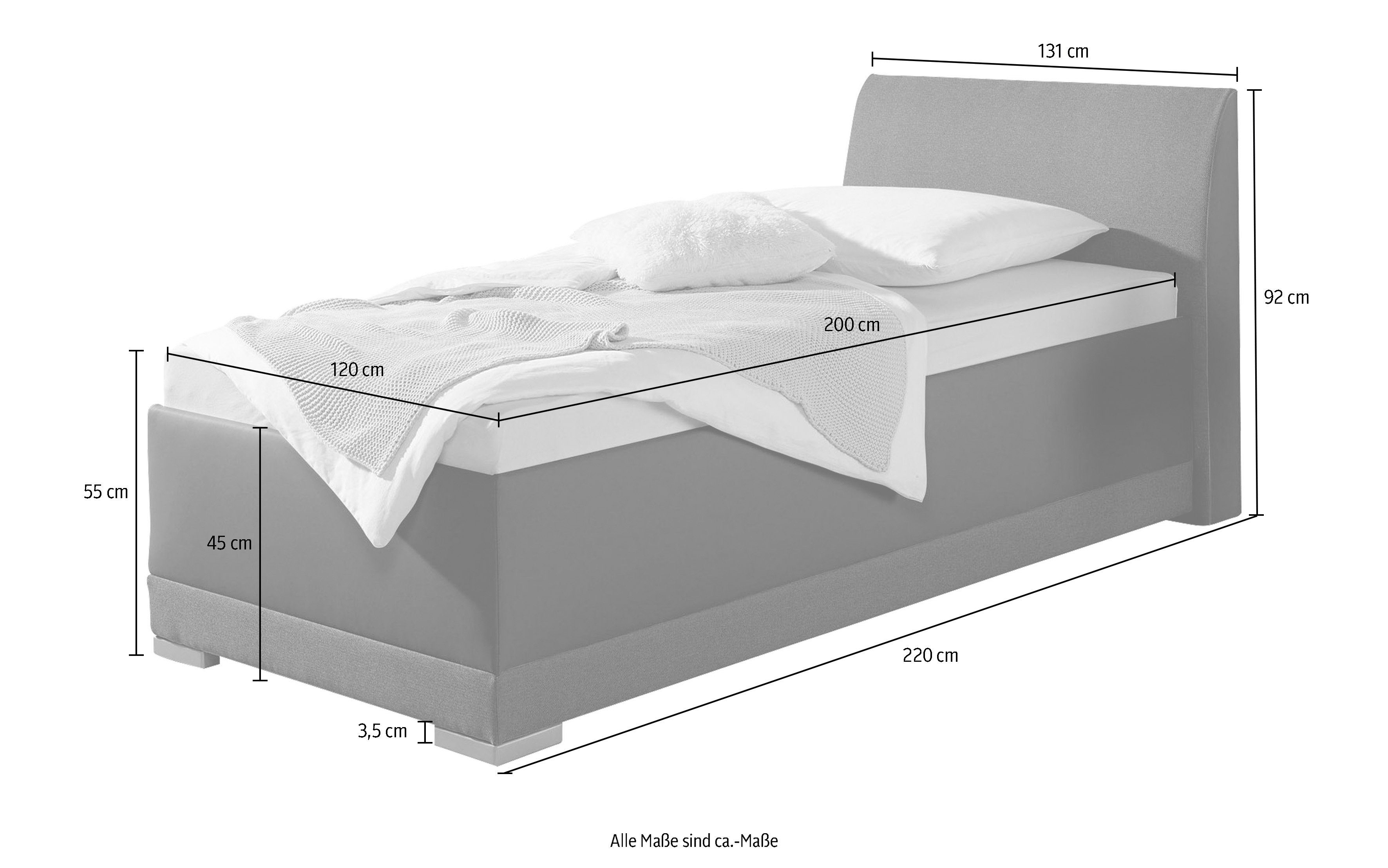 Maintal Gestoffeerd bed Makana met bedlade, ook beschikbaar in h4