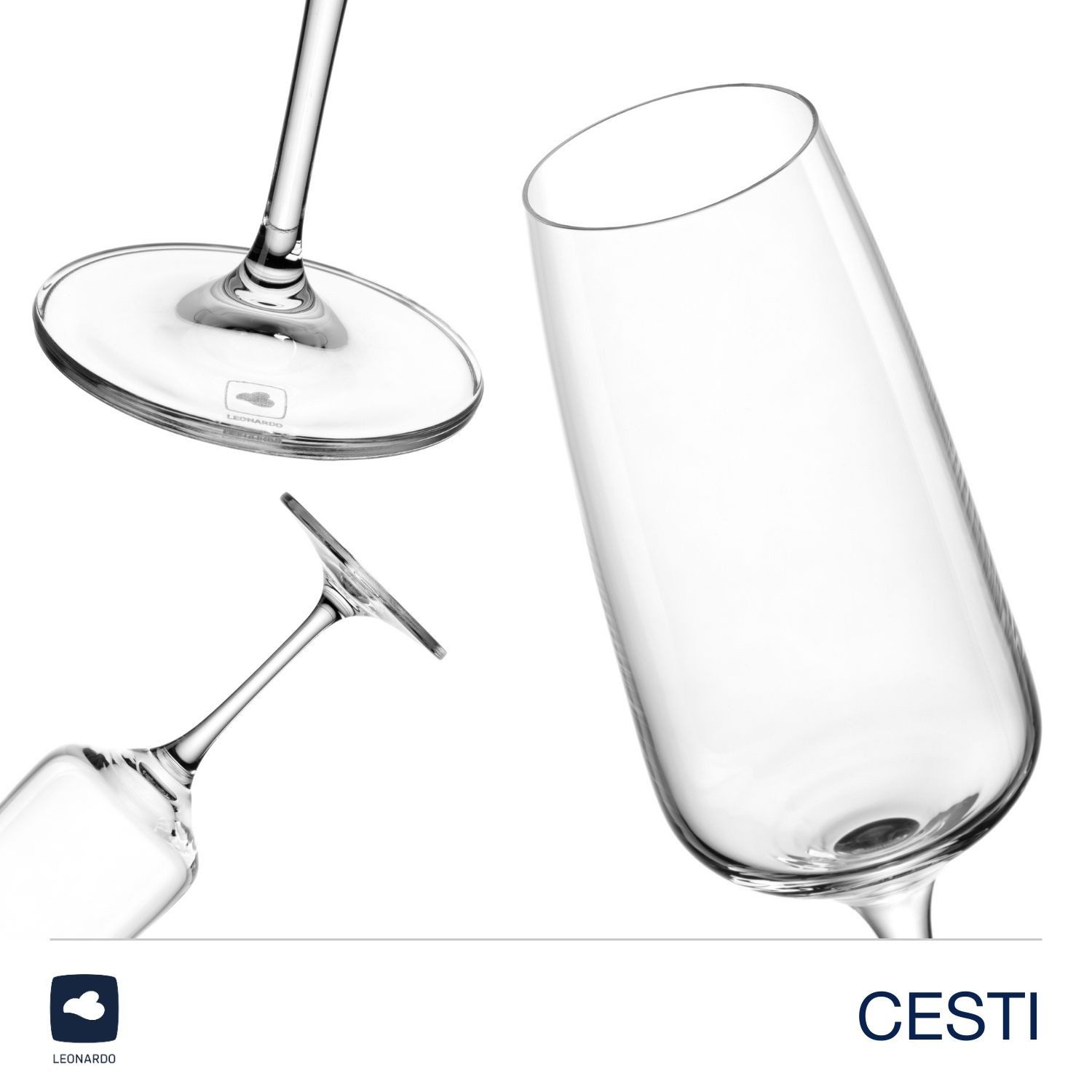LEONARDO Champagneglas Champagneglazen CESTI + poetsdoek (set, 7-delig)