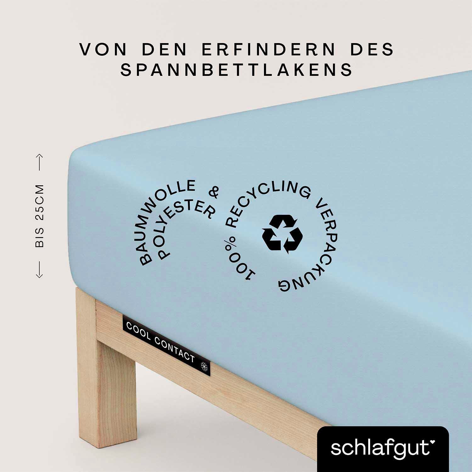 Schlafgut Hoeslaken Cool Contact 100% gekamd microvezel (1 stuk) hoeslakens maat 140-160 cm x 200 cm blauw