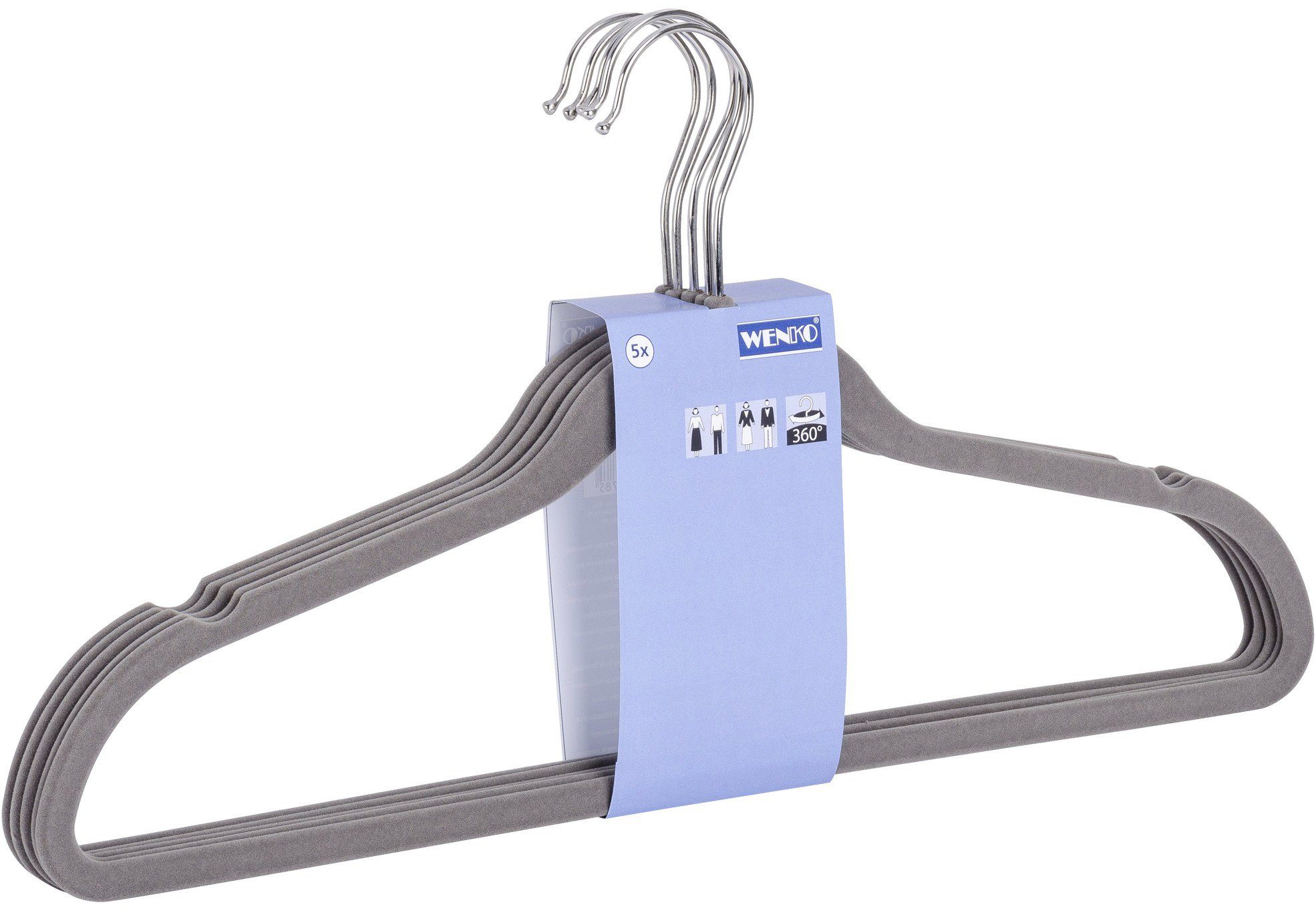 WENKO Kleerhanger Kunststof, geflockprint, 45 cm (set, 25-delig)
