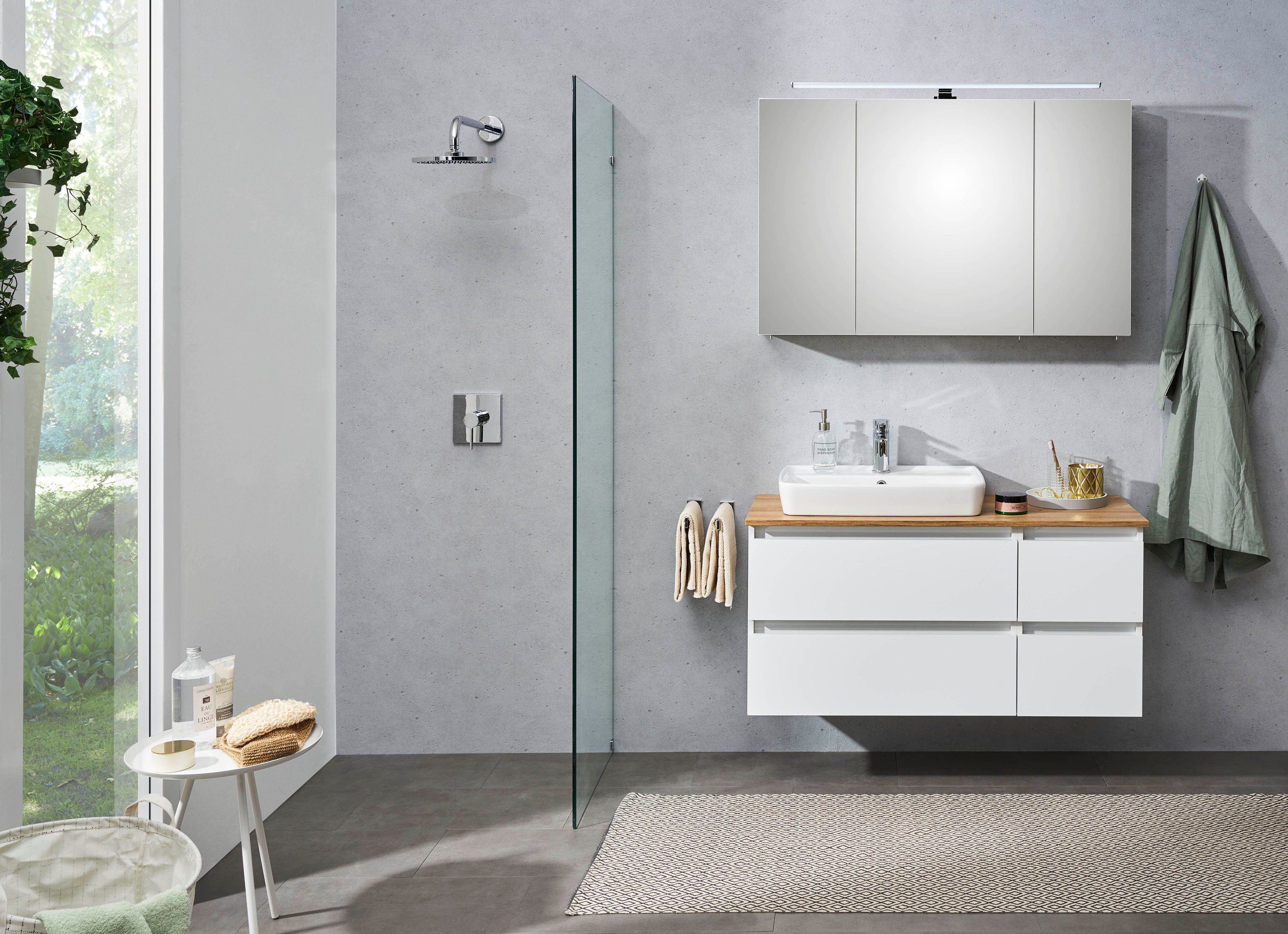Saphir Wastafelonderkast Quickset wastafel met keramische opzetwasbak, wandbevestiging