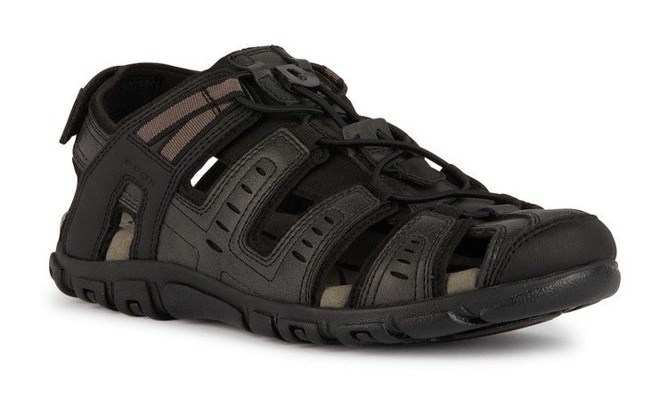 Geox Sandalen UOMO SANDAL STRADA C , zomerschoen, klittenbandschoen, outdoorsandaal, met leren voetbed heren sandalen maat 44 EU zwart