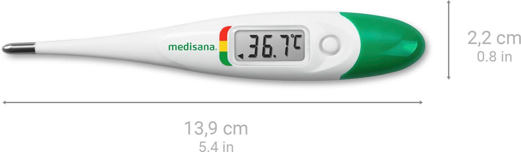 Medisana Koortsthermometer TM 705 oraal, axillair, rectale meting met flexibele punt, verkeerslichtkleurenschaal