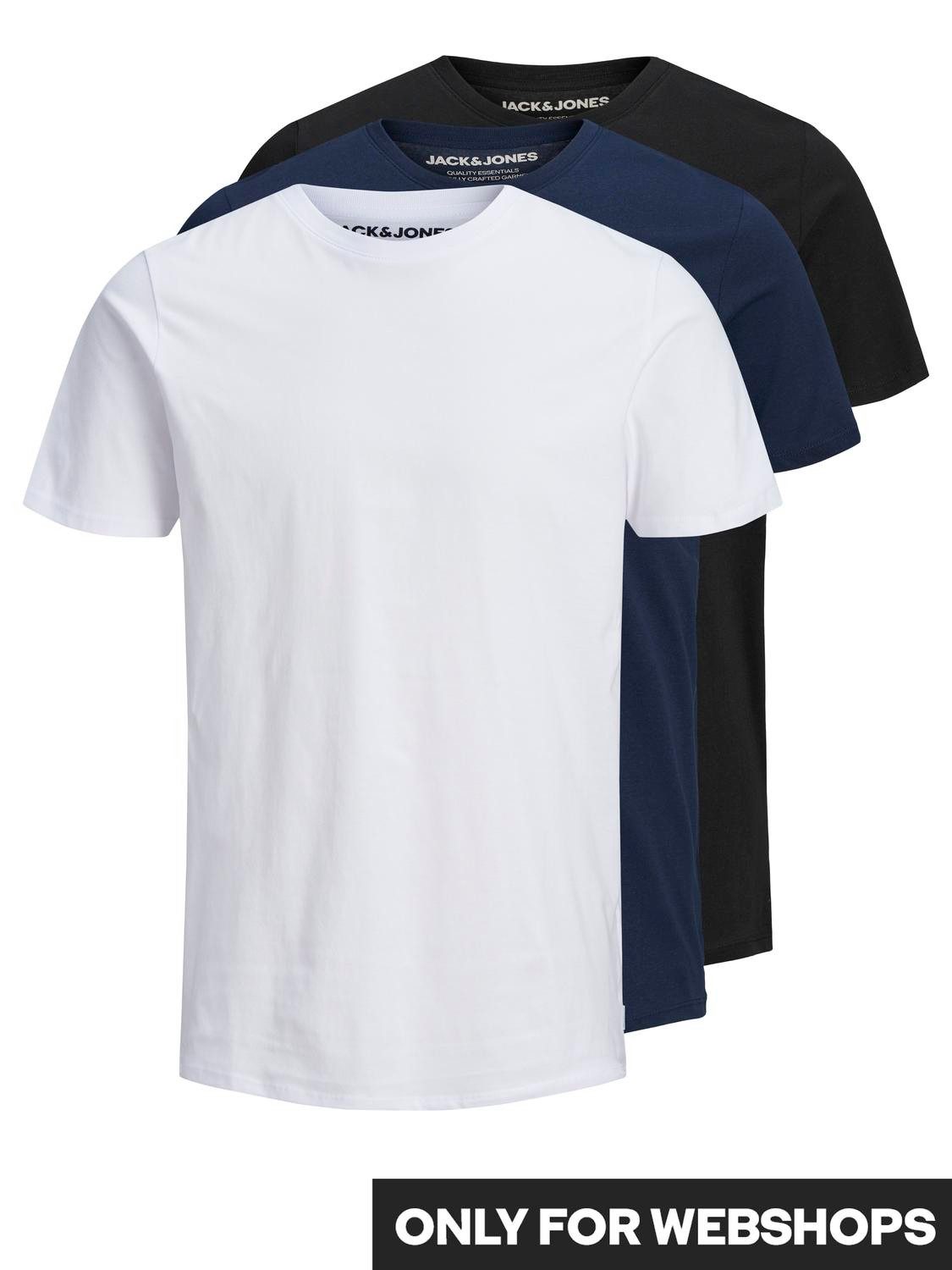 Jack & Jones Shirt met ronde hals JJEORGANIC BASIC TEE SS O-NE 3PK MP NOOS (set, 3-delig)