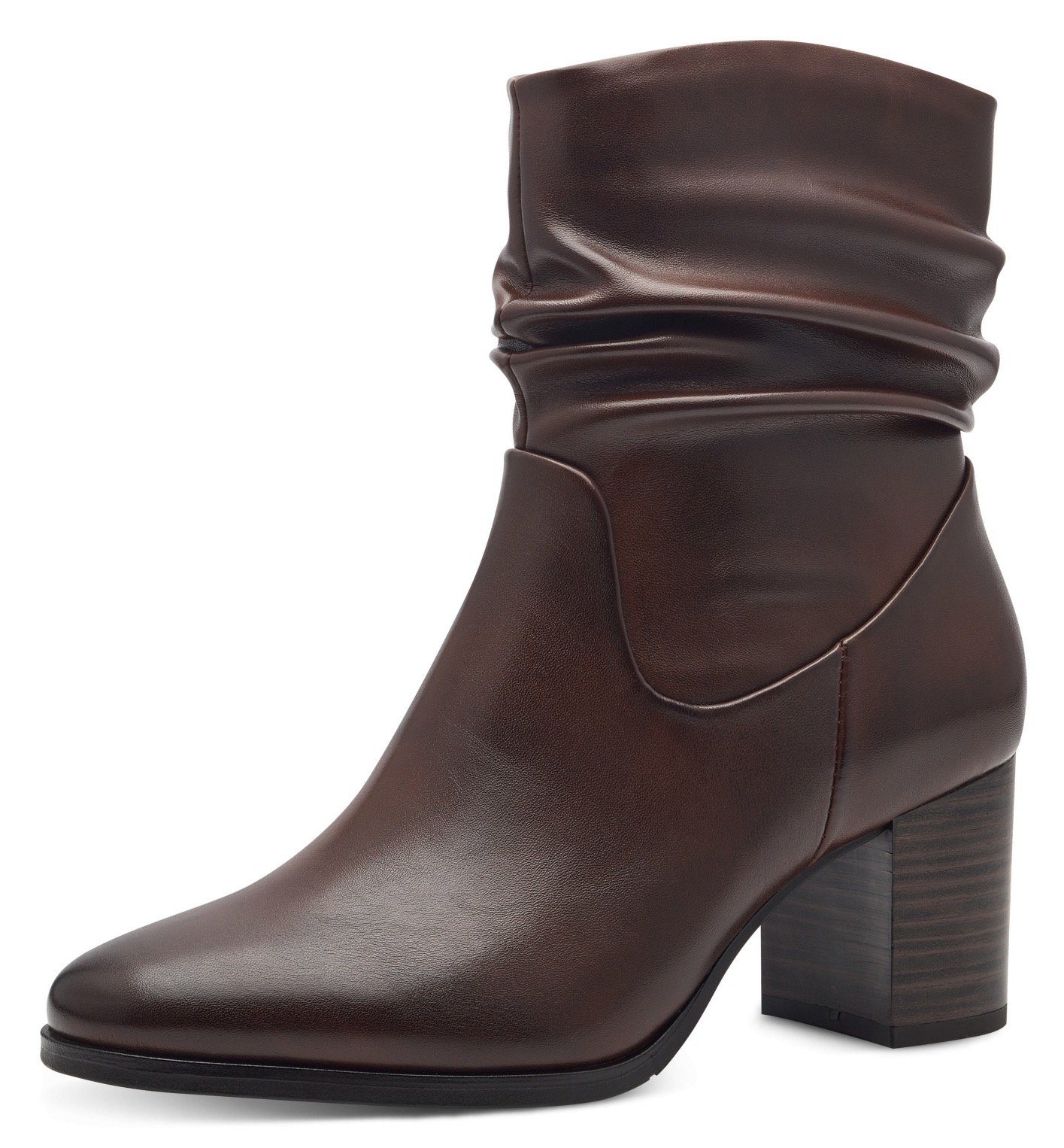 Marco Tozzi Laarsjes ANGIO blokhak, business schoen met plooien in slouchy look