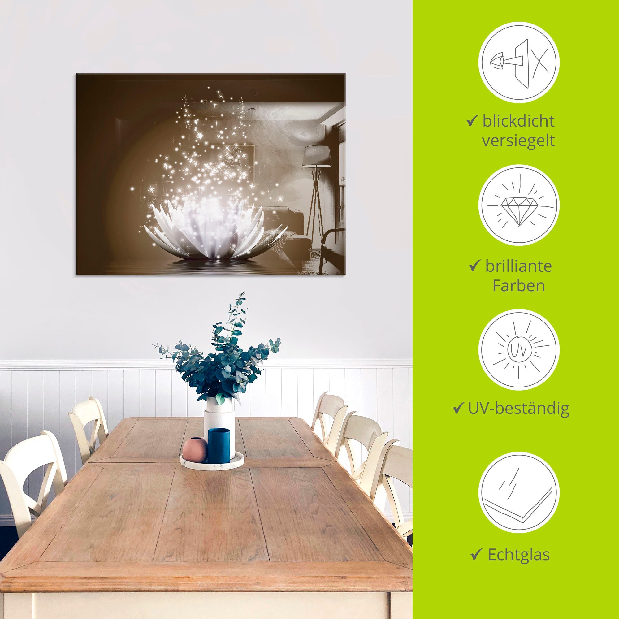 Artland Print op glas Magie van de lotusbloem