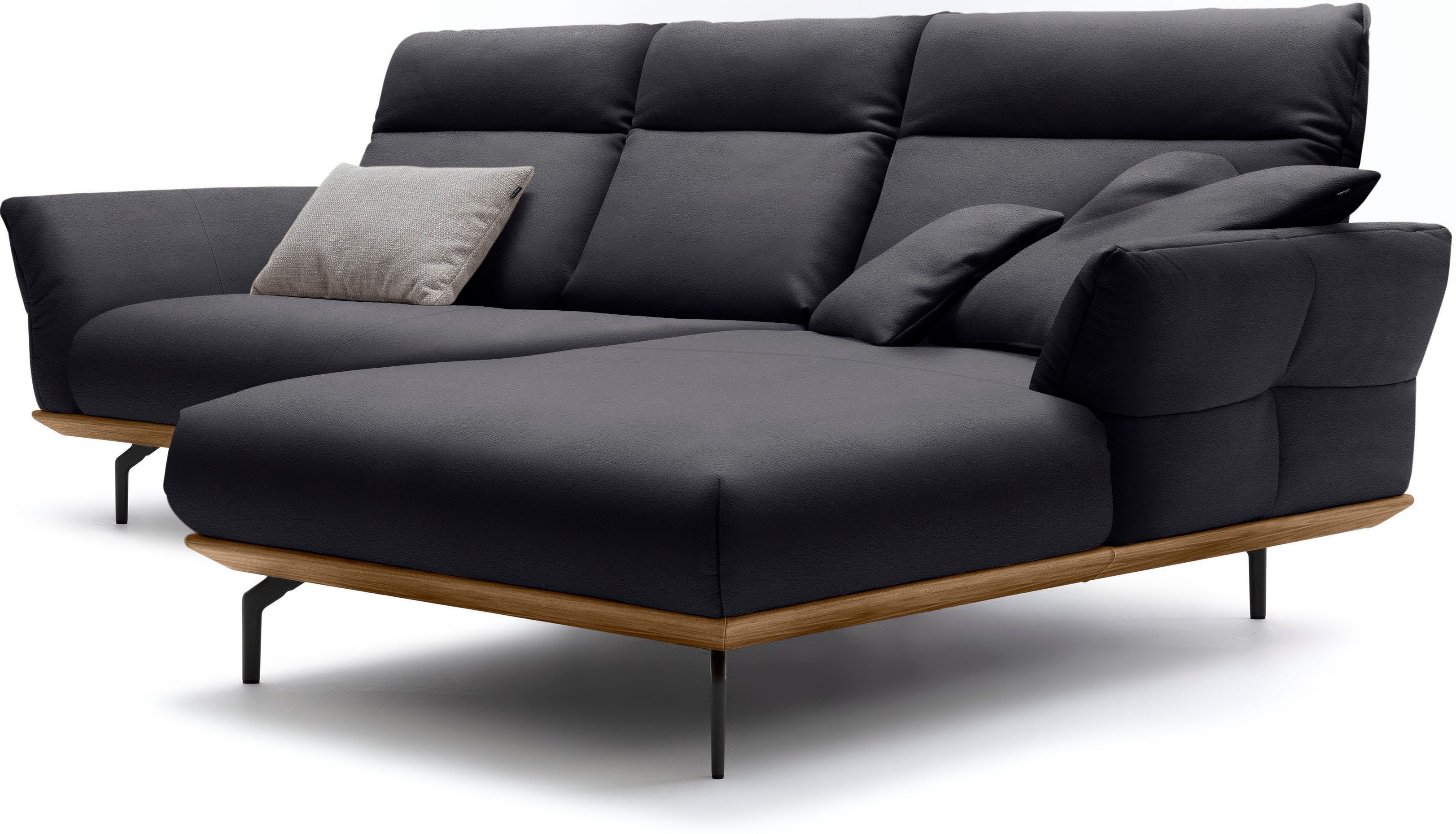 Creation BY ROLF BENZ Hoekbank CR.460 Sokkel in walnotenhout, onderstel in umbra grijs, breedte 298 cm