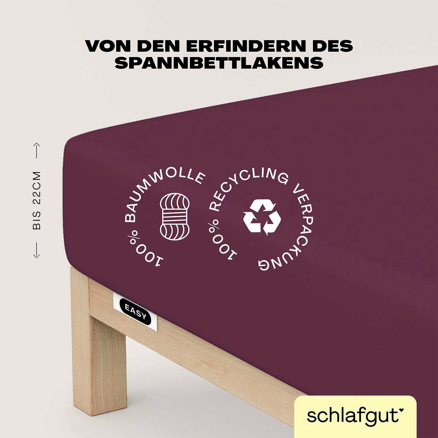 Schlafgut Hoeslaken EASY van 100% katoen, zacht & absorberend, merk-beddengoed voor matrassen tot 22 cm hoogte, in 90x200, 140x200 of 180x200 cm (1