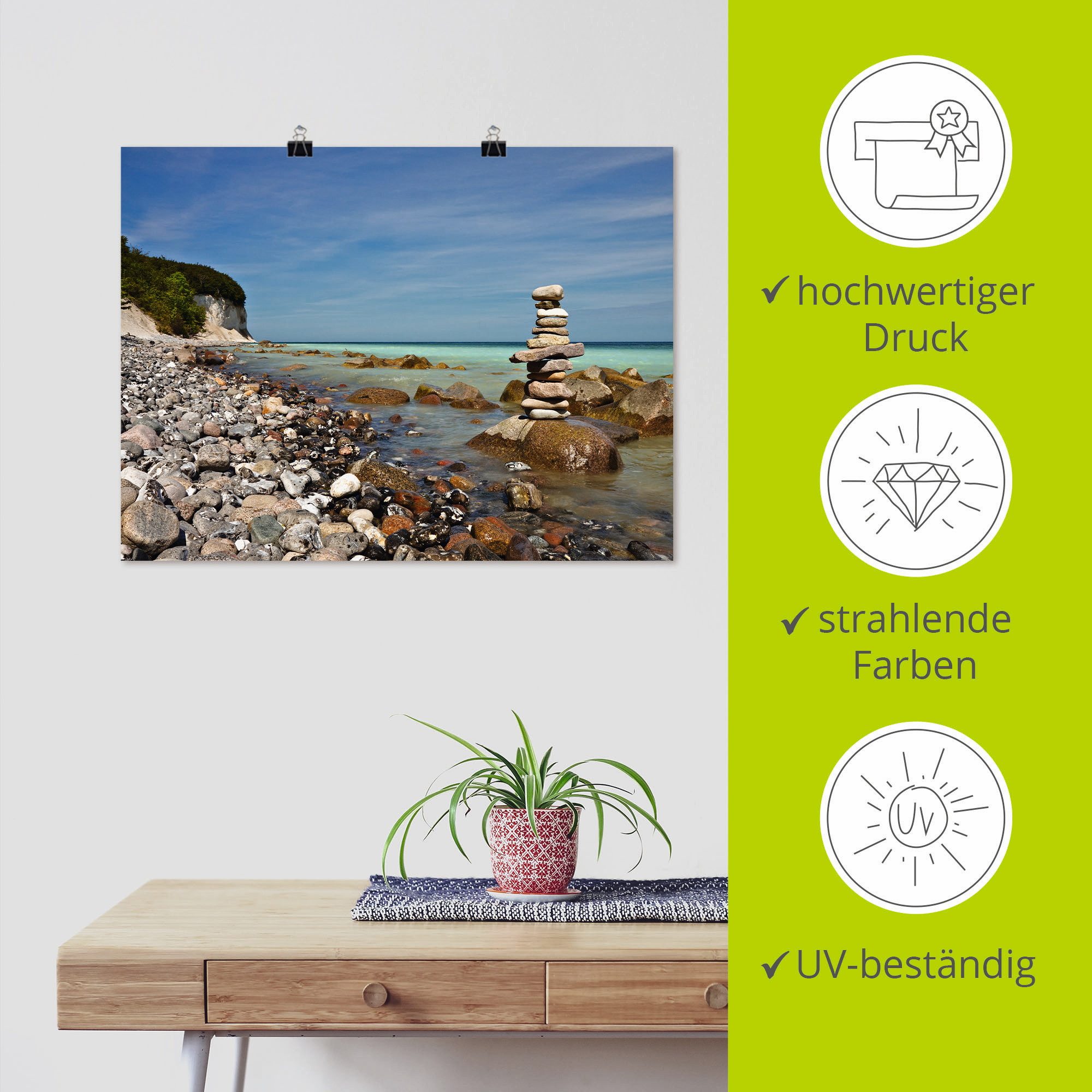 Artland Artprint Aan de Oostzeekust op Rügen als artprint op linnen, poster, muursticker in verschillende maten