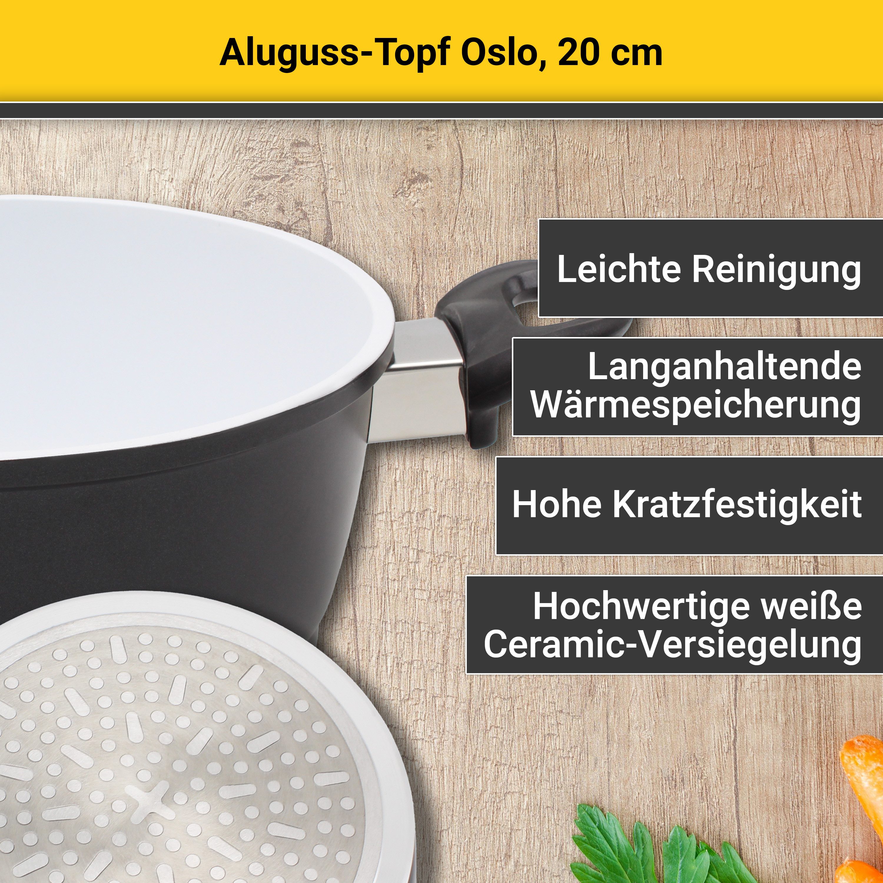 Krüger Braadpan Gietaluminium pot met glazen deksel Oslo