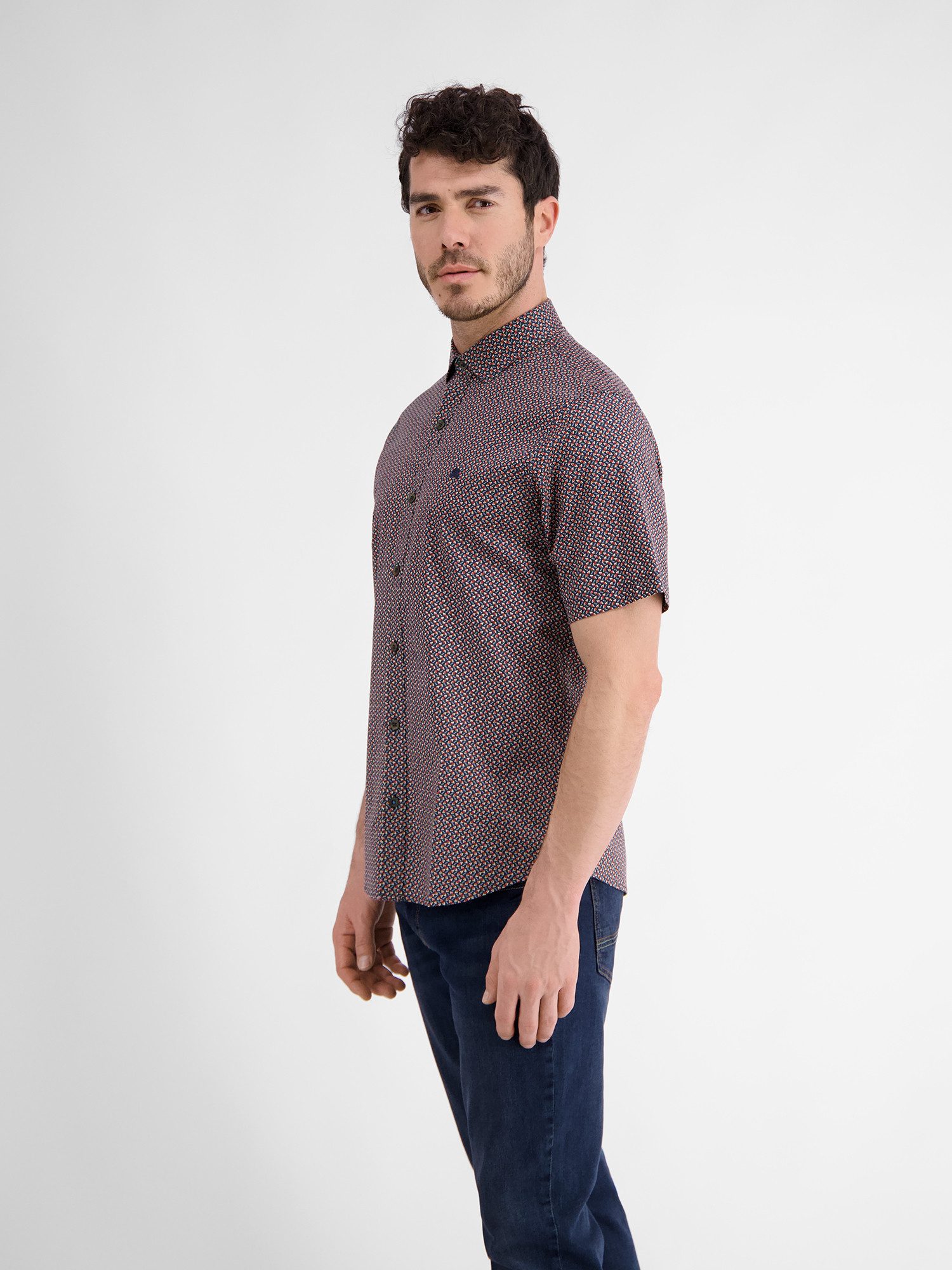 Lerros Overhemd met korte mouwen LERROS korte mouw overhemd met geometrische print