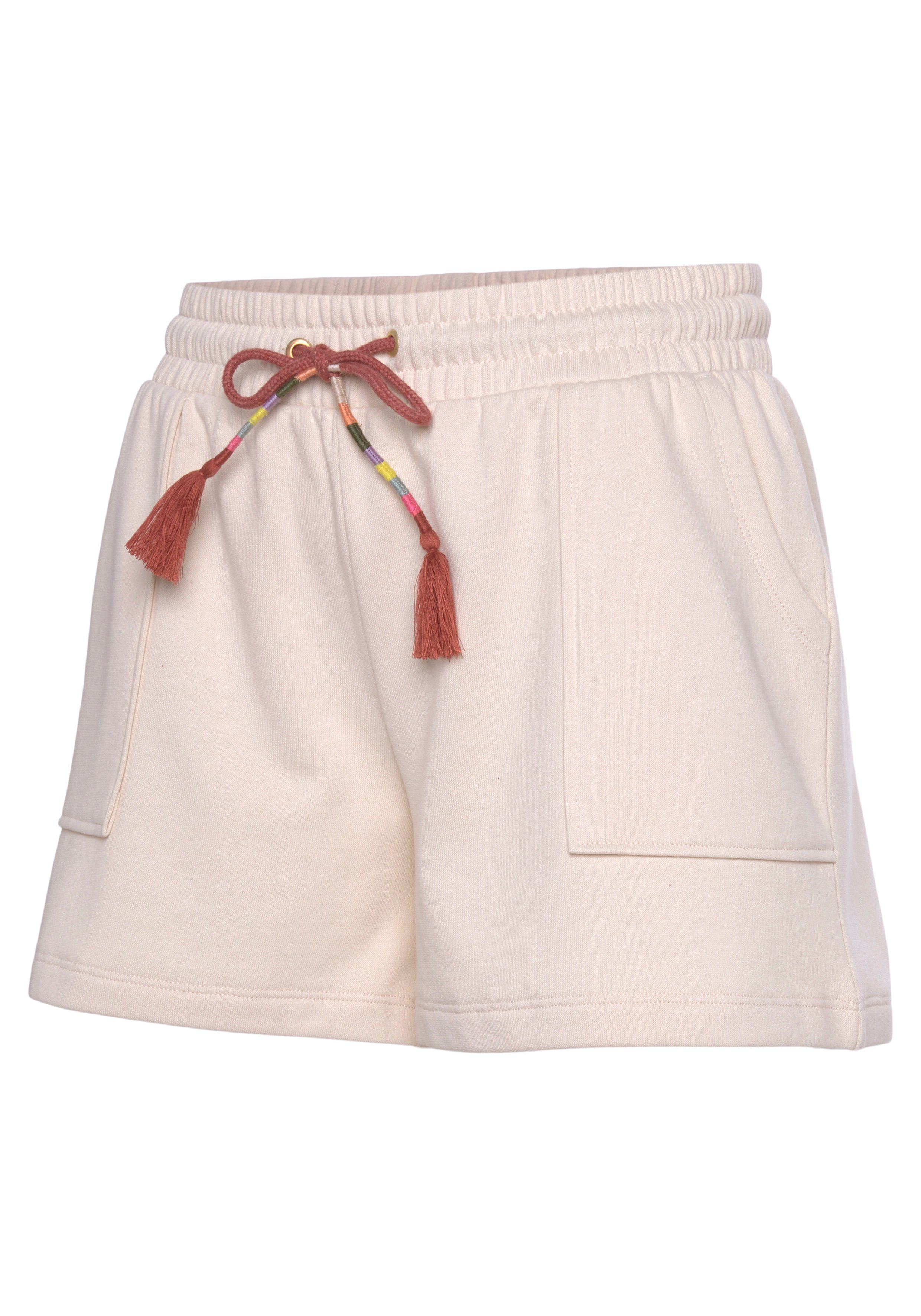 Vivance Sweatshort Korte broek met opgestikte zakken en contrastkoord, loungewear