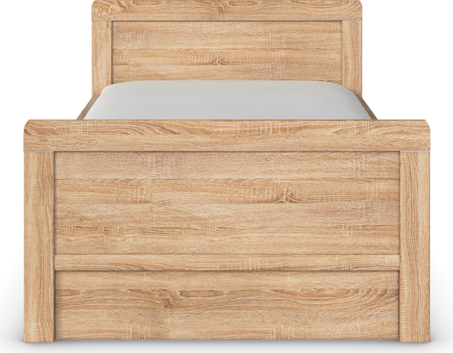 rauch Ledikant met bergruimte Bed Eenpersoons Stollenbed Bedkasten EVELYN in comfortabele hoogte met houten hoofdeinde en lades made in germany