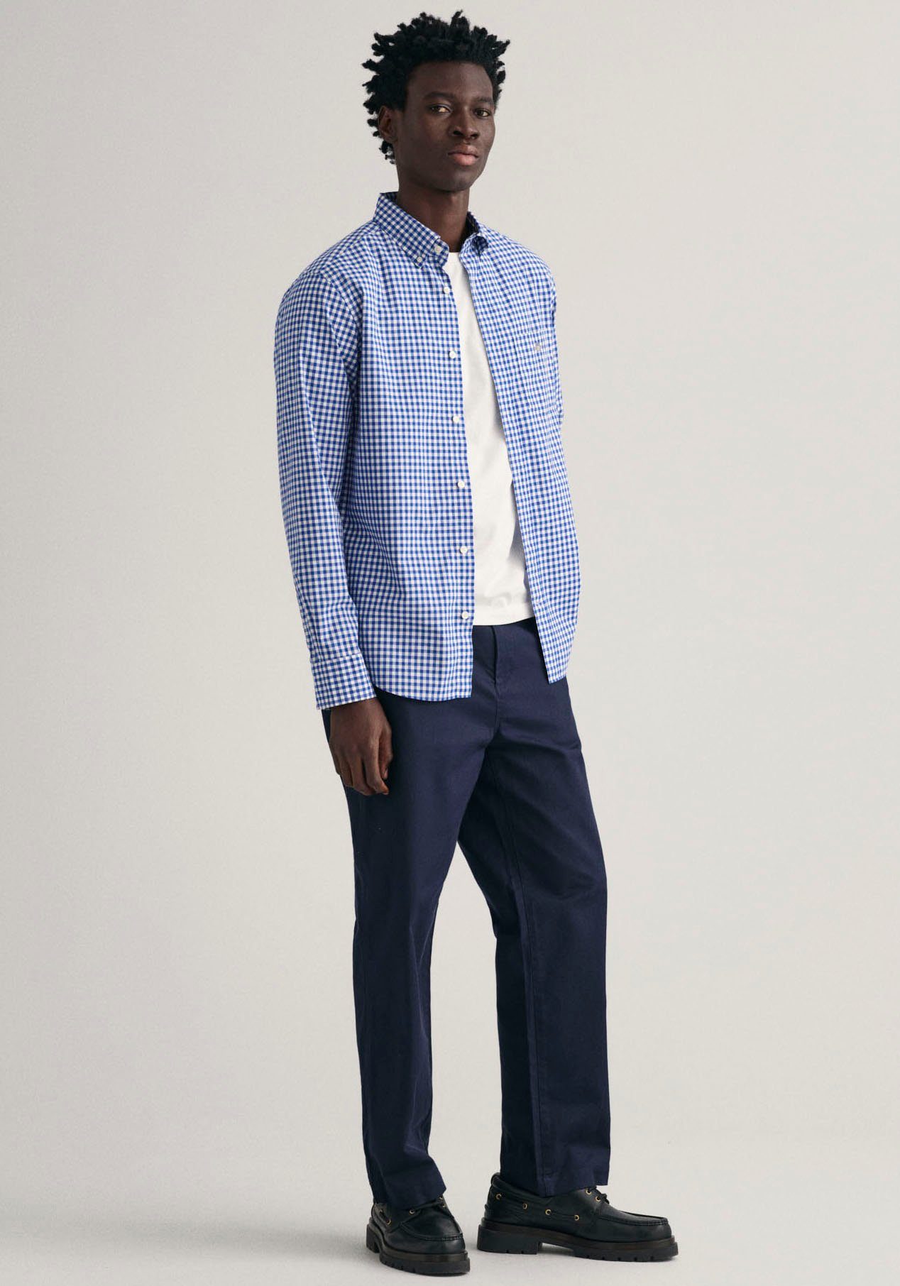 Gant Overhemd met lange mouwen REG POPLIN GINGHAM SHIRT met logoborduursel op borsthoogte