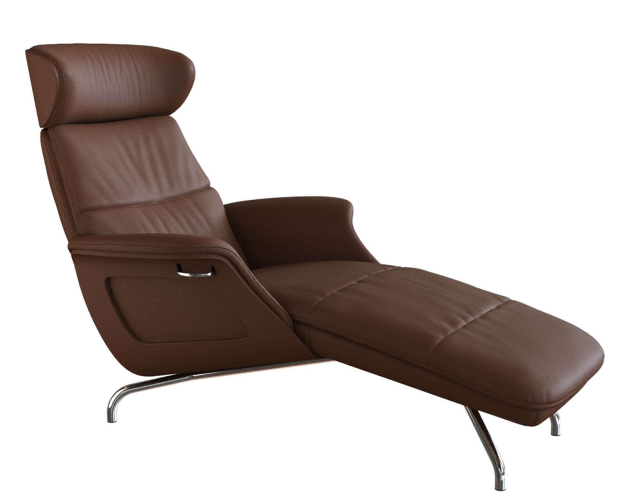 FLEXLUX Loungestoel Clement chaise longue, relaxstoel, ligstoel Rug- en hoofdsteunverstelling, armleuning gepolsterd geolied, voet van aluminium