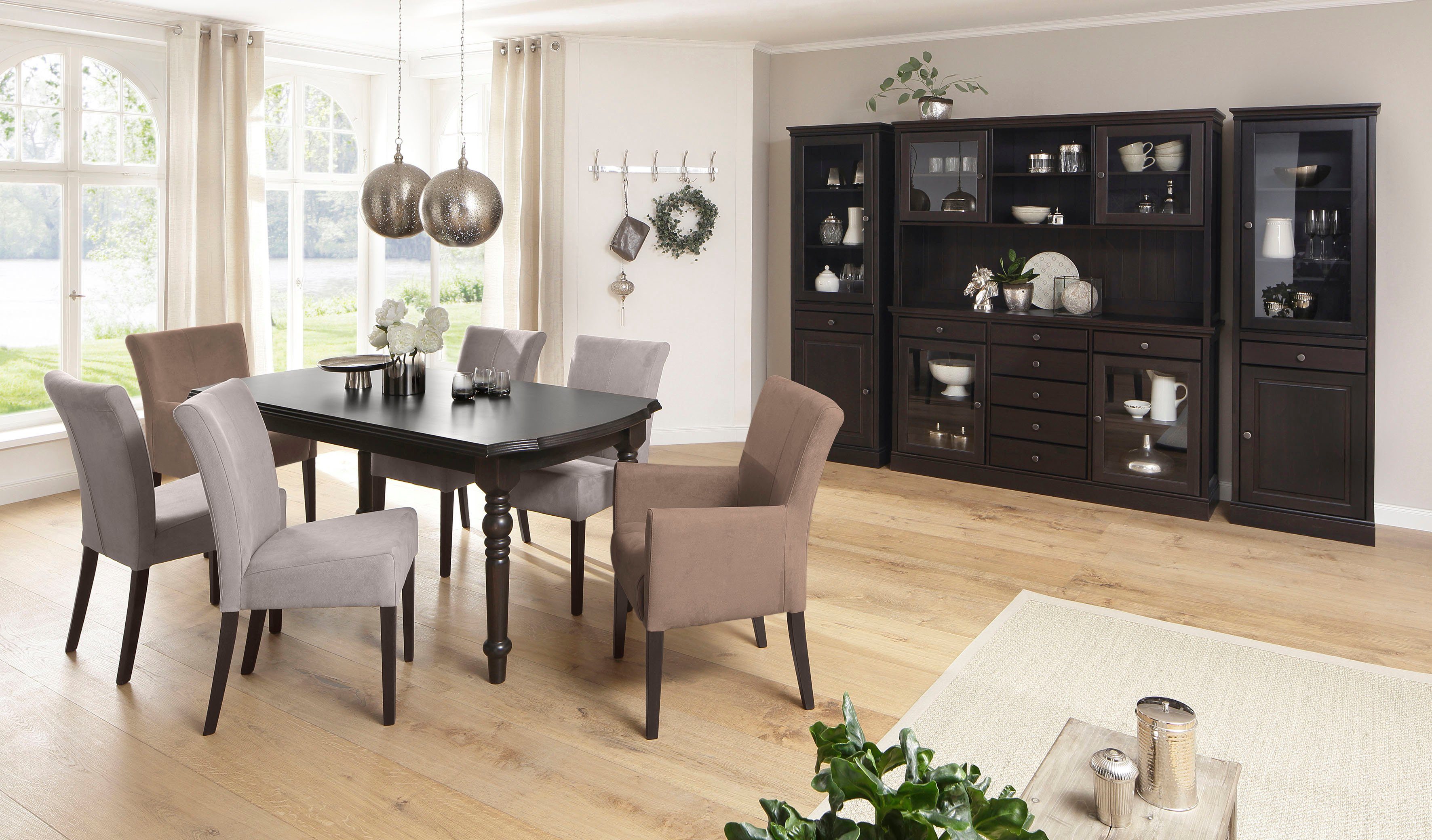 Home affaire Eetkamerstoel King Gestoffeerde stoel, fauteuil, massief houten frame
