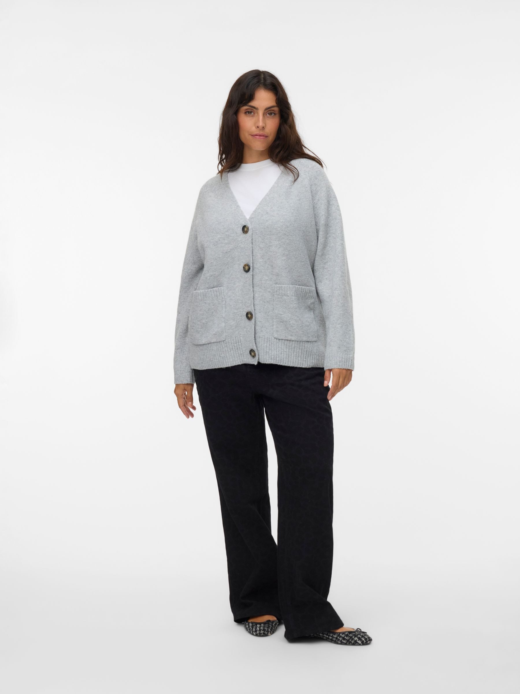 Vero Moda Curve Vest VMCBOOM LS V-NECK BUTTON CARDI NOOS CUR