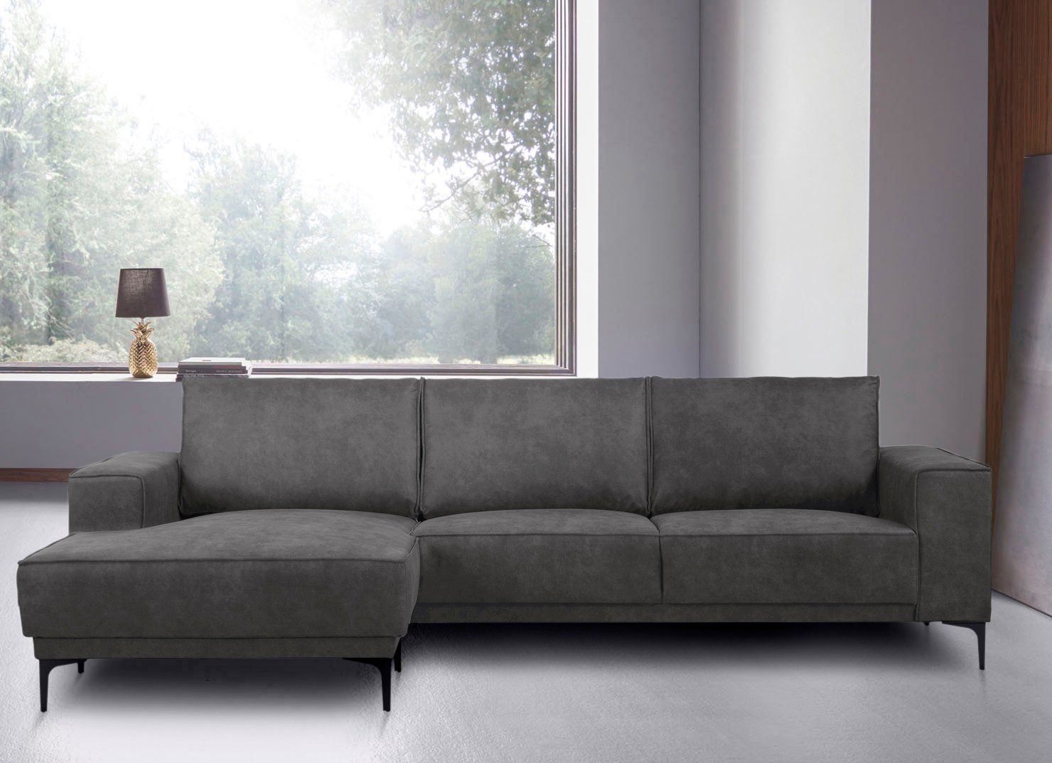 Places of Style Hoekbank Oland, structuur, platweefsel, luxe microvezel, bouclé