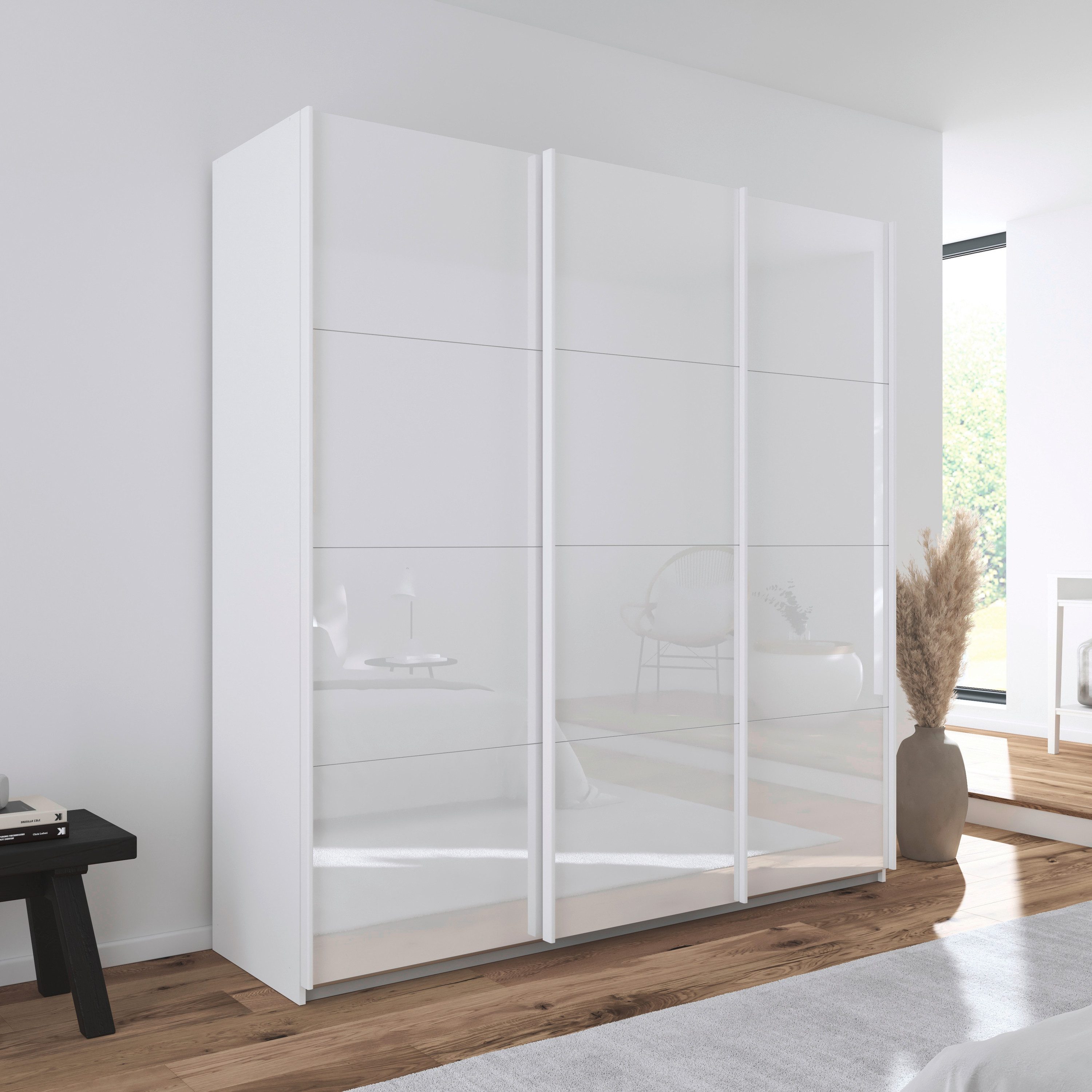 rauch Schuifdeurkast Kledingkast Kast Garderobe AGORDO met Glasfront doordachte binnenuitrusting, in 4 breedtes en 2 hoogtes made in germany