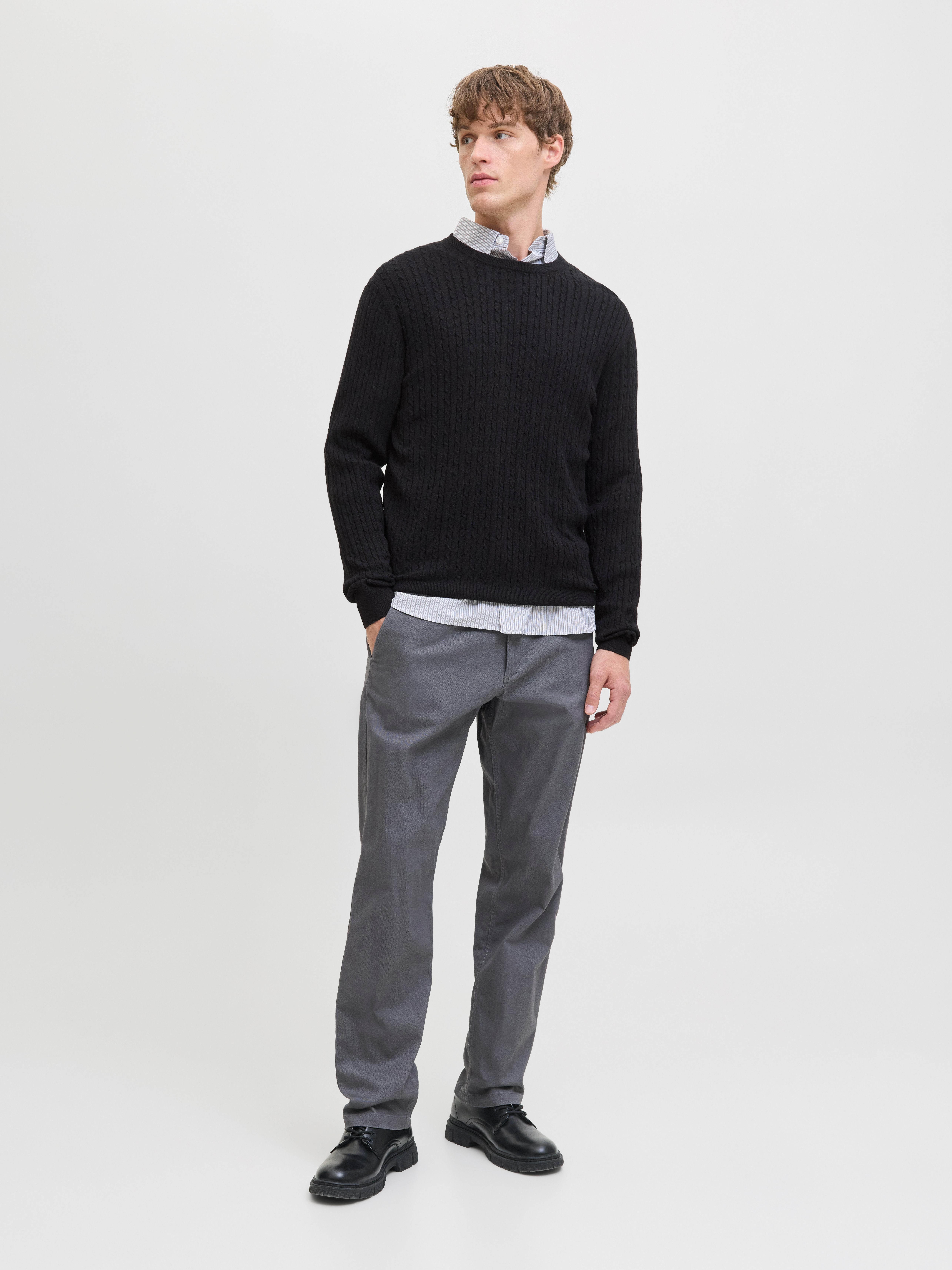 Jack & Jones Gebreide trui JJEEMIL KNIT CABLE CREW NECK NOOS