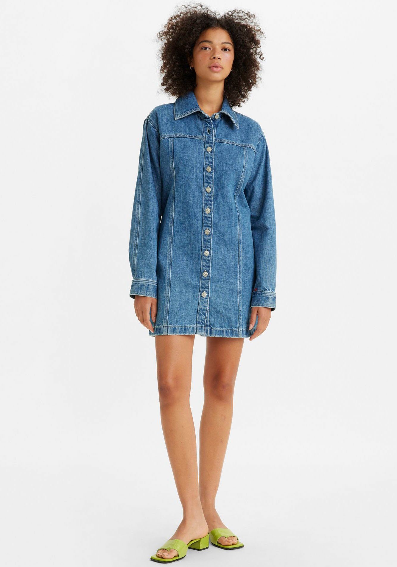 Levi's® Jeans jurk Shay in een lichte used-look, met knoopsluiting over de gehele lengte