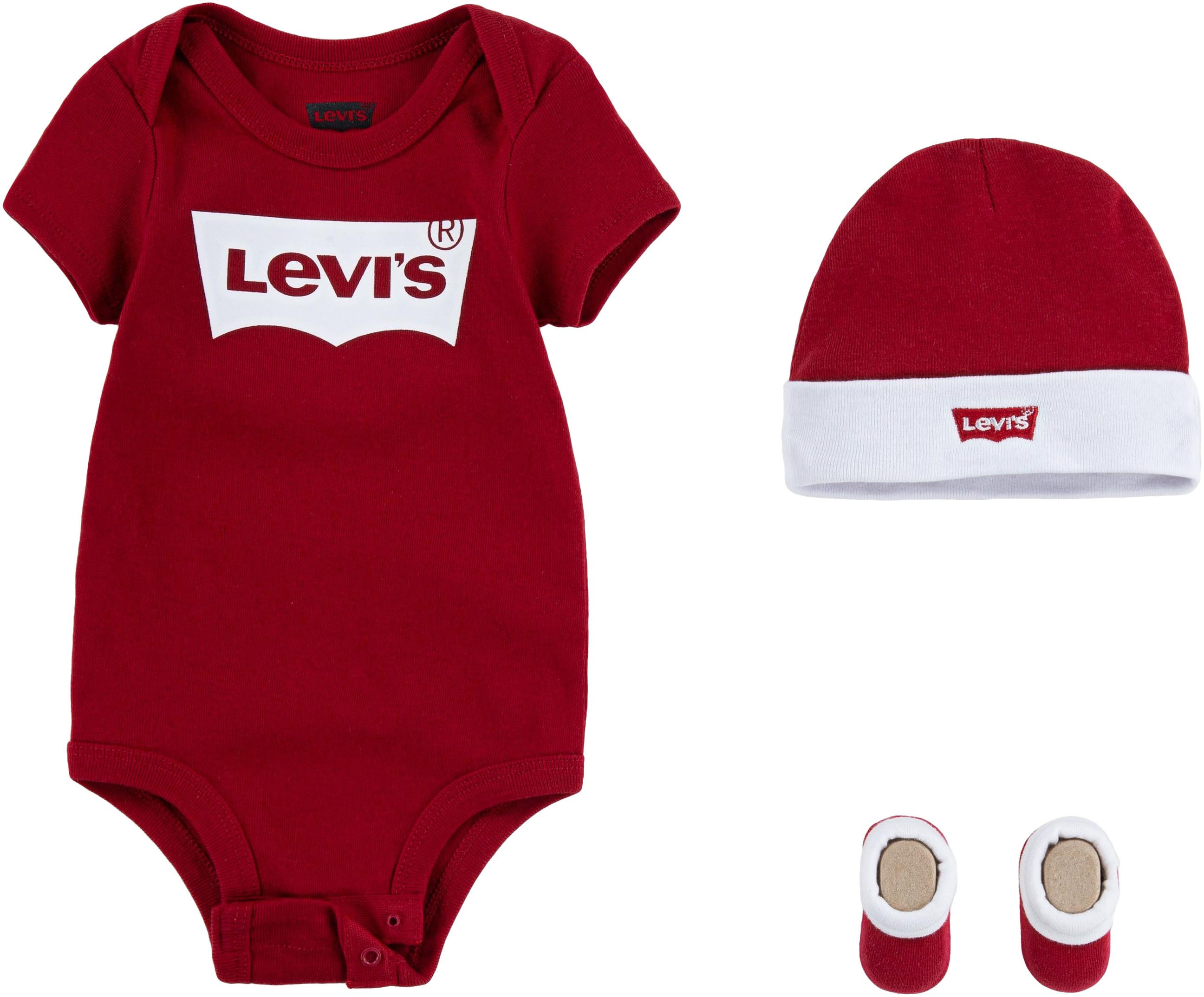 Levi's Kidswear Body Newborn-cadeauset (set, 3-delig) kinderen rompertjes maat 2 (74/80) rood