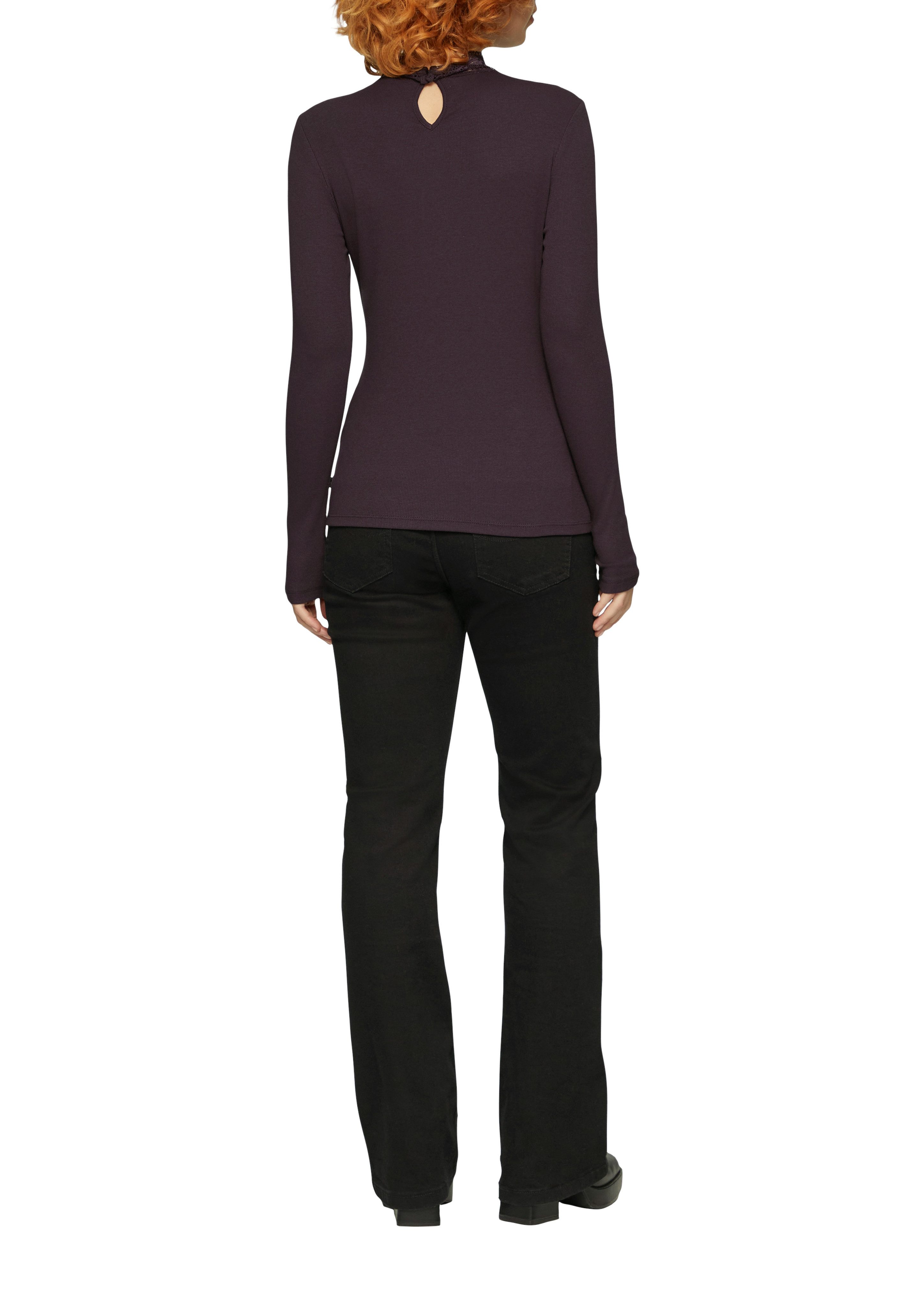 Q S designed by Shirt met lange mouwen met inzet bovenaan