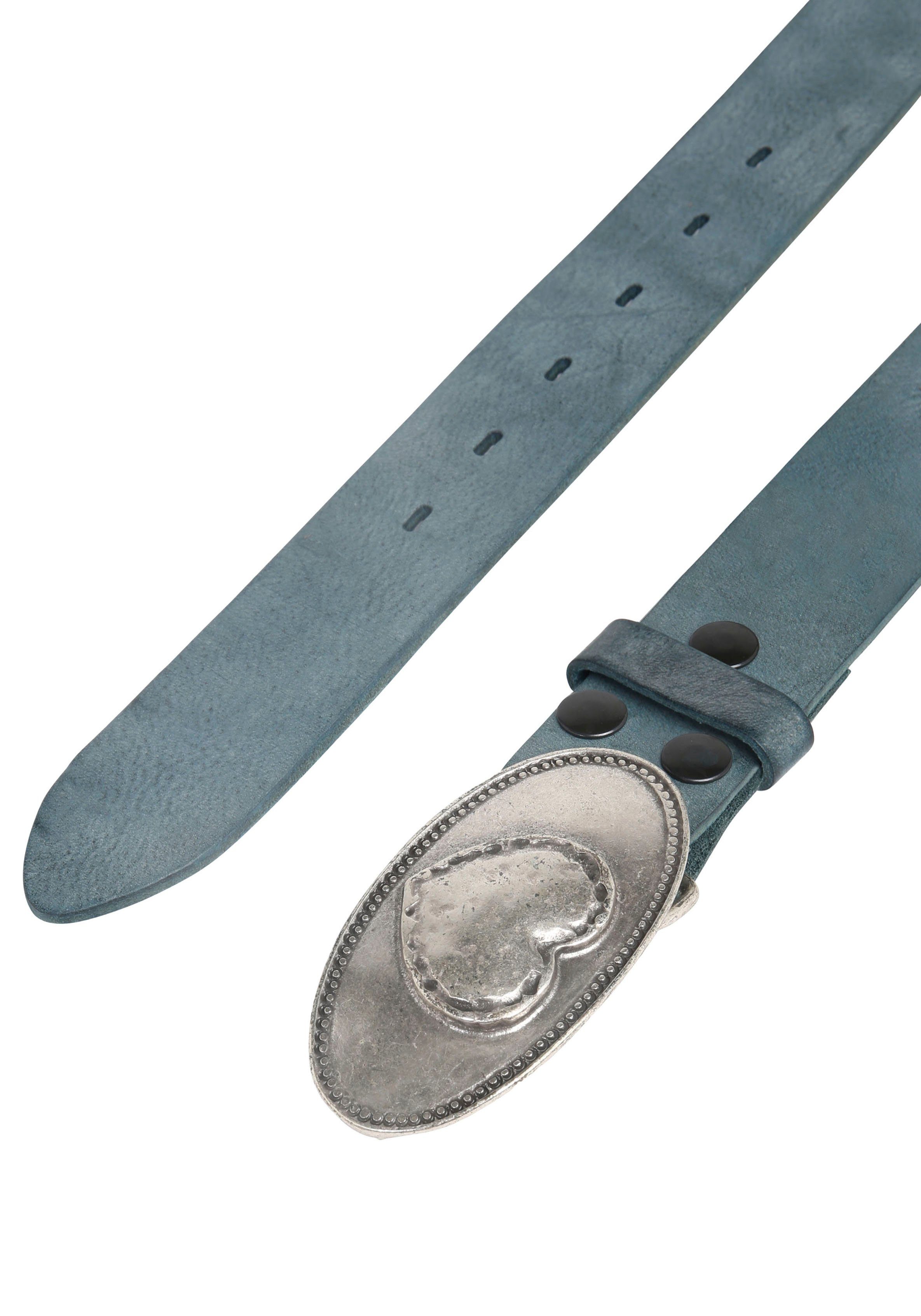 RETTUNGSRING by showroom 019° Leren riem met verwisselbare sluiting "hart ovaal"