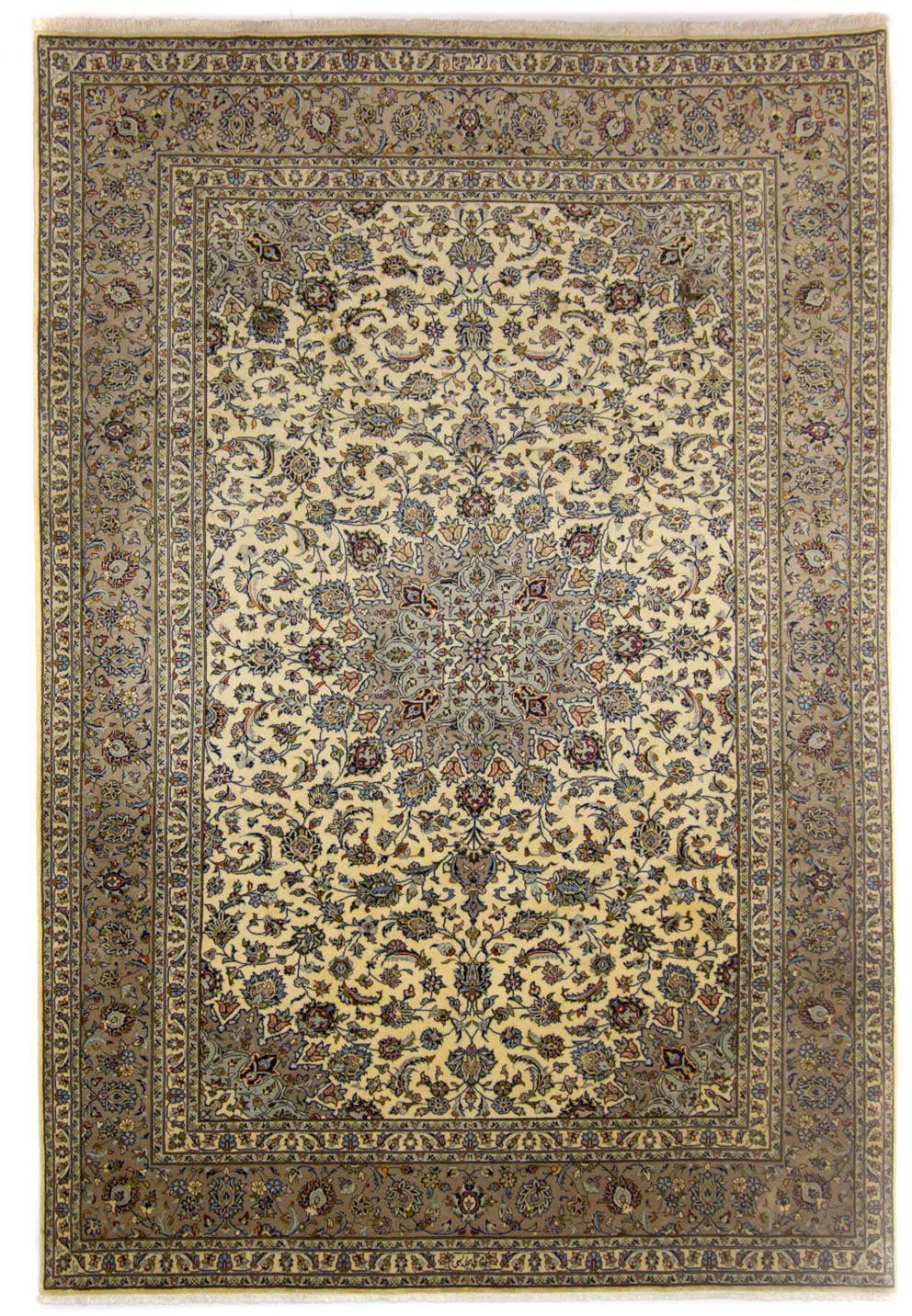 morgenland Wollen kleed Keshan medaillon beige chiaro 355 x 250 cm Uniek exemplaar met certificaat