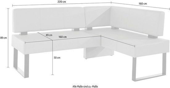 Home affaire Hoekbank Oliver met metalen frame, keukenbank verschillende hoezen cord eetkamerbank ottos choice