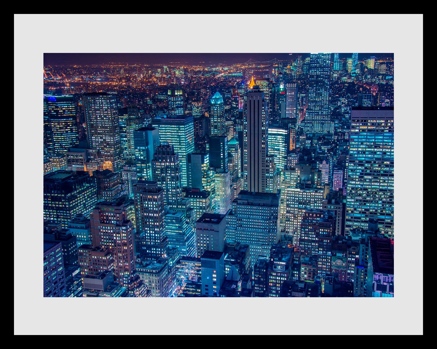 queence Wanddecoratie NYC HD premium posterdruk incl. houten lijst (1 stuk)