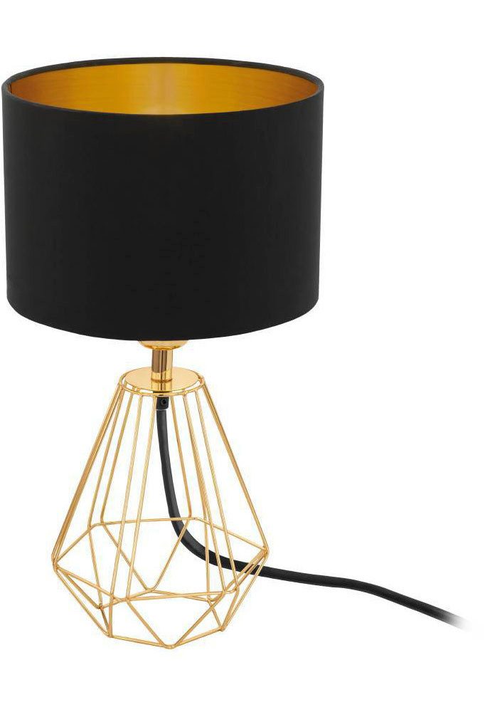 EGLO Tafellamp CARLTON 2 Vintage tafellamp, retro lamp, metaal, stof, goud, zwart, E14 (1 stuk)