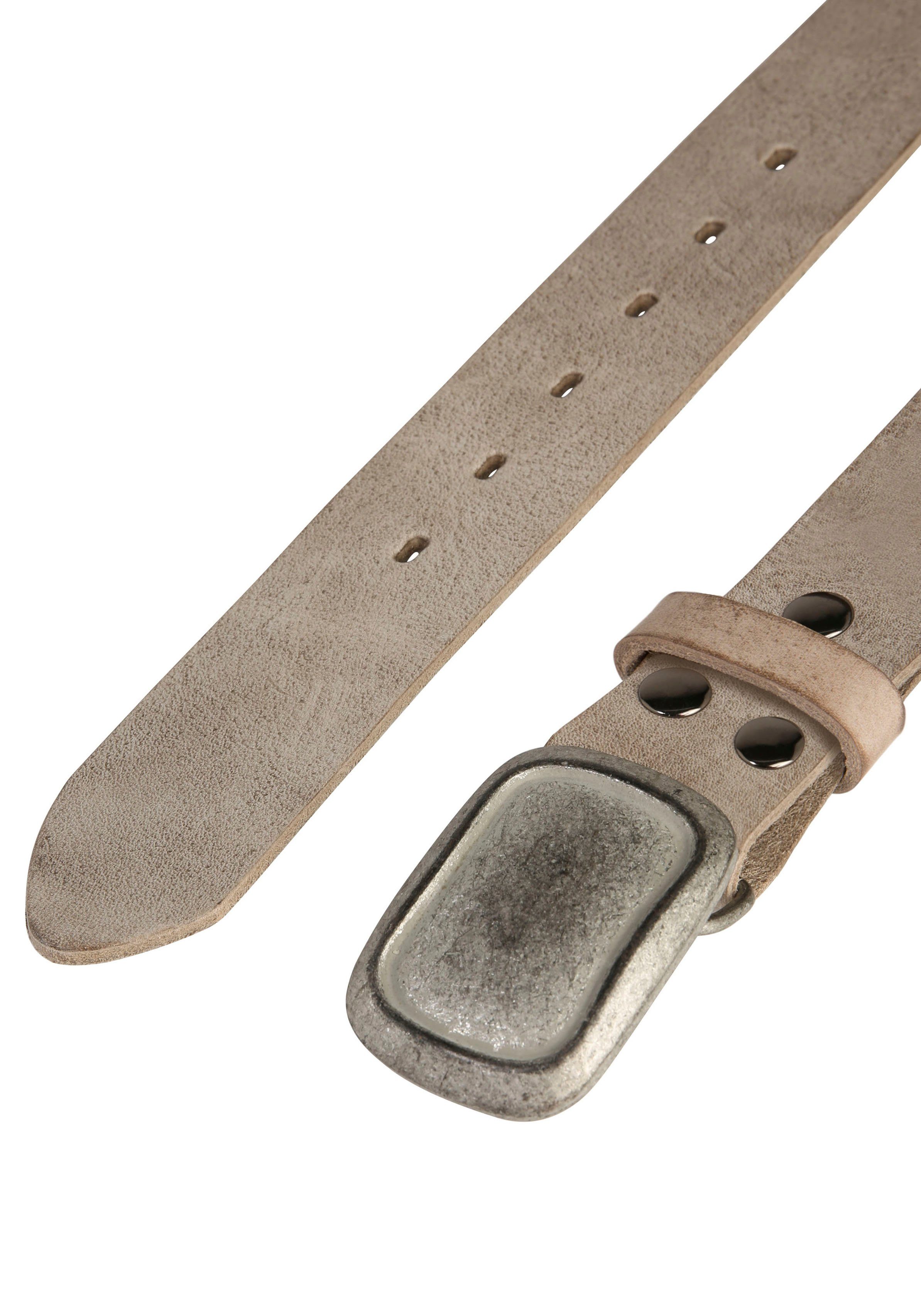 RETTUNGSRING by showroom 019° Leren riem met verwisselbare sluiting "rechthoek ingelijst grijs"