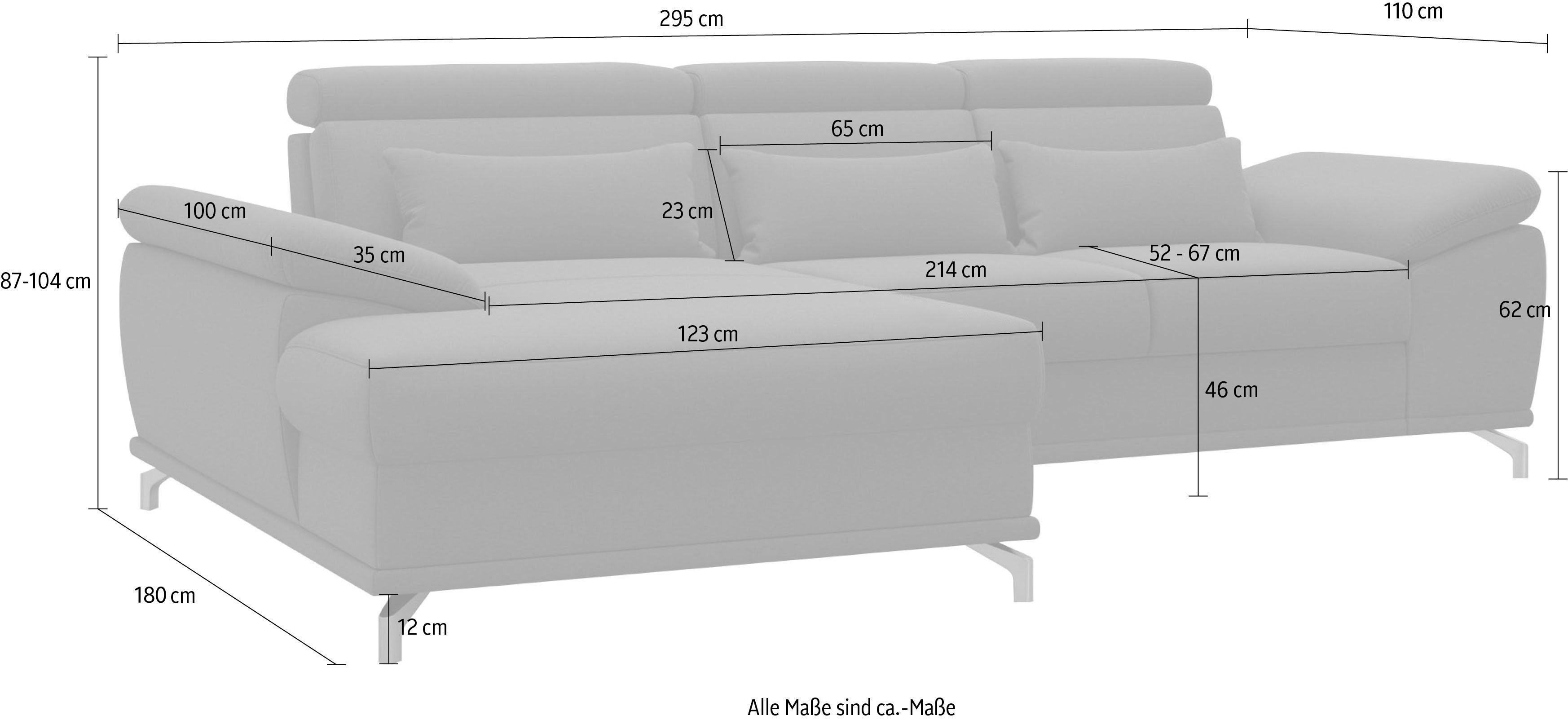 sit&more Hoekbank Cabrio L-vorm, met zitdiepteverstelling, arm- en hoofdsteunverstelling
