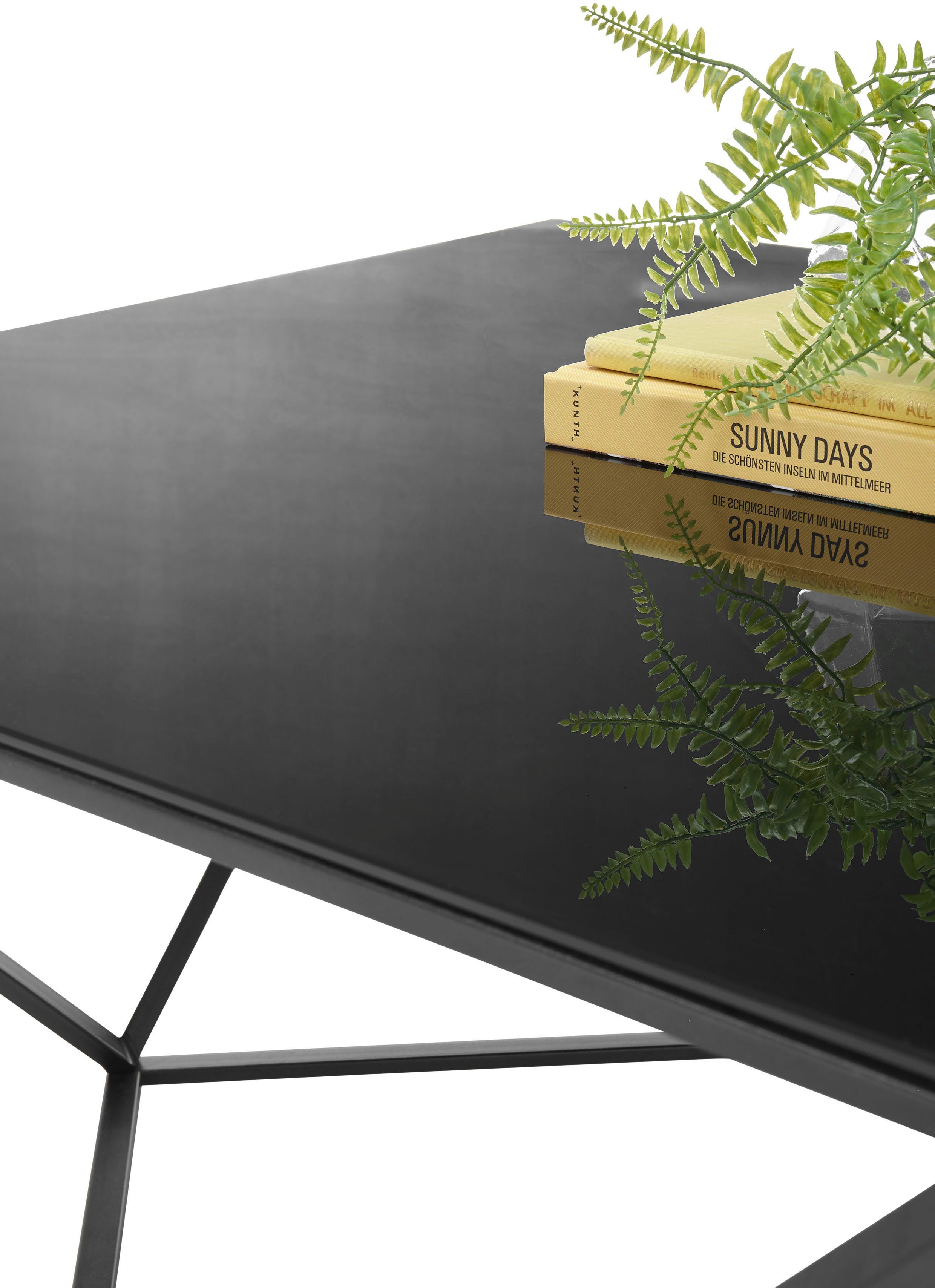 Stolkom Salontafel Senta glazen tafel vierkant zwart, moderne tafel BxHxD 80x45x80 cm